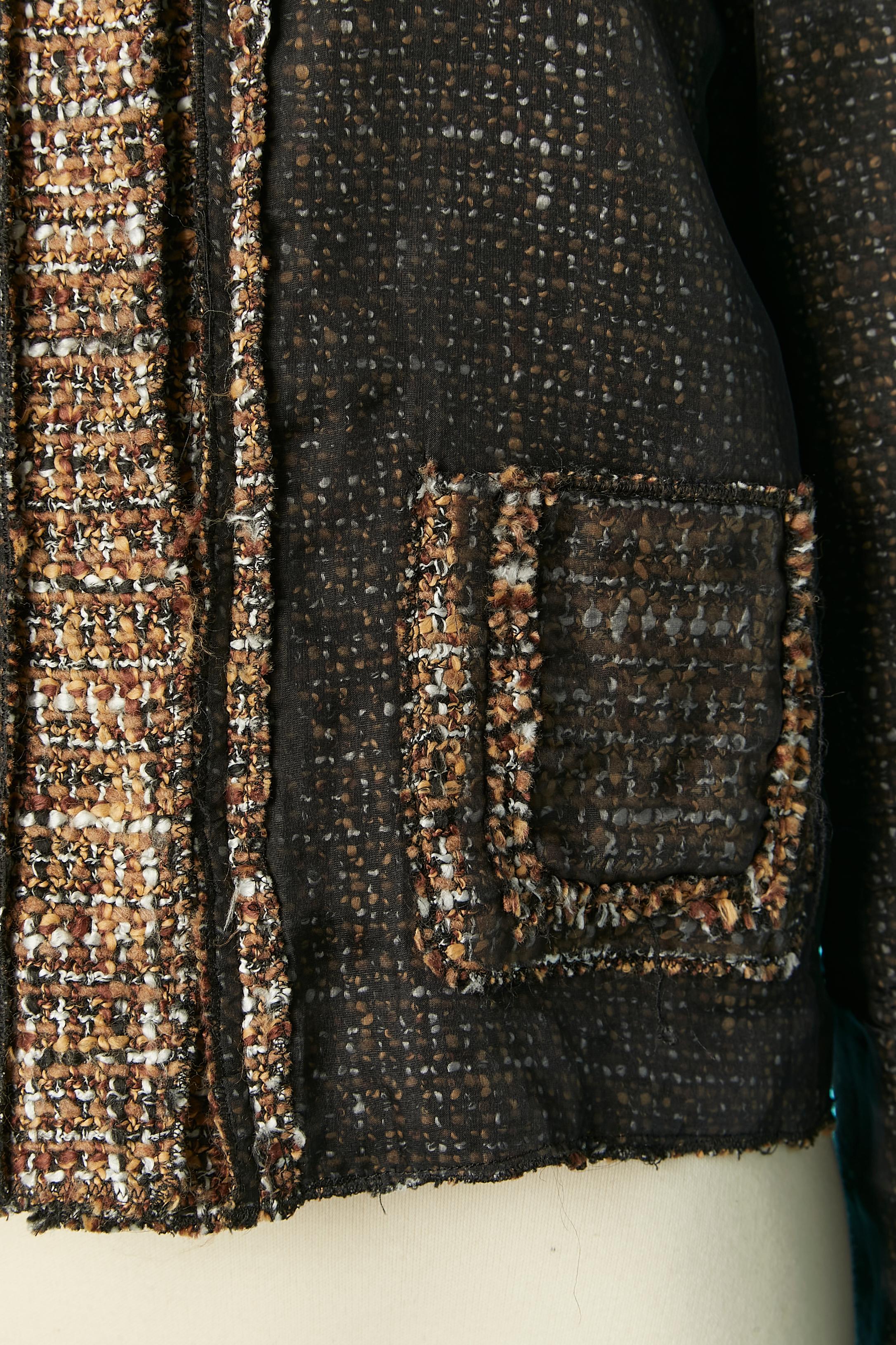 Noir Veste en tweed à simple boutonnage et lacets en mousseline de soie noire D&G by DOLCE & GABBANA  en vente