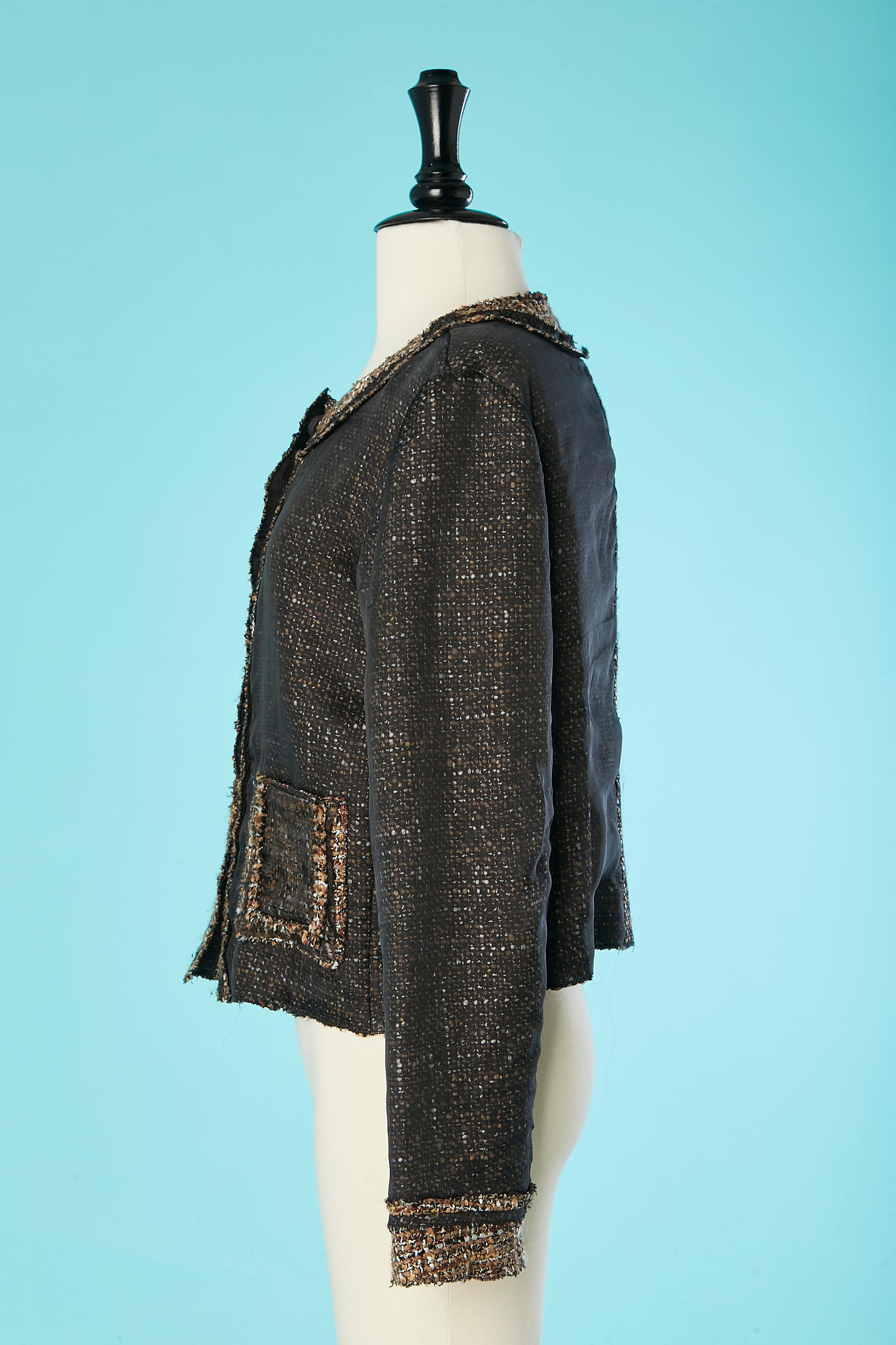 Women's Single breasted tweed jacket with black silk chiffon lays D&G by Dolce Gabbana  For Sale