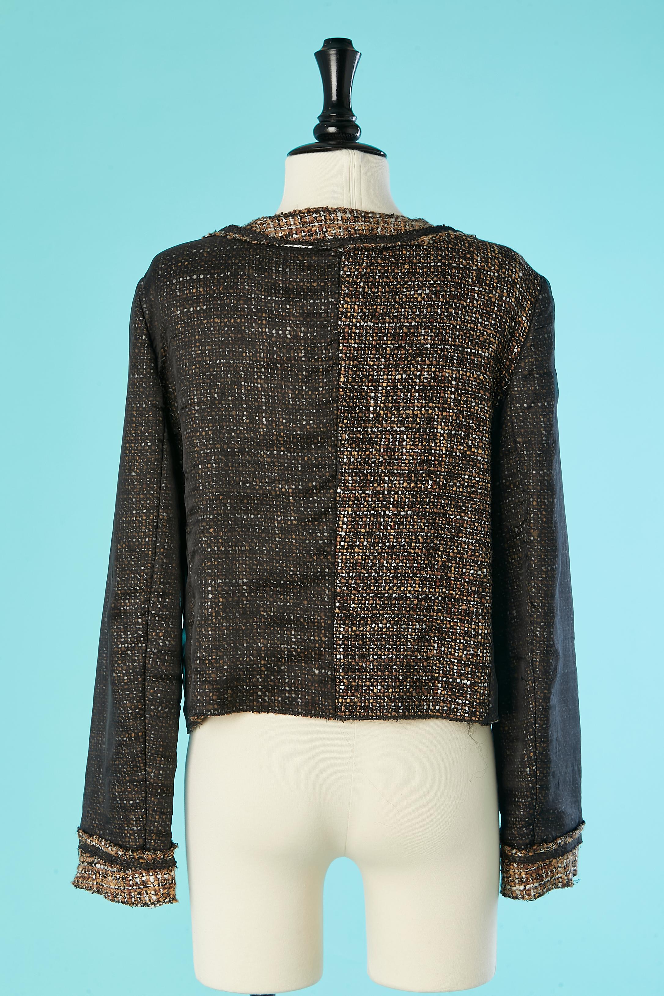 Single breasted tweed jacket with black silk chiffon lays D&G by Dolce Gabbana  For Sale 1