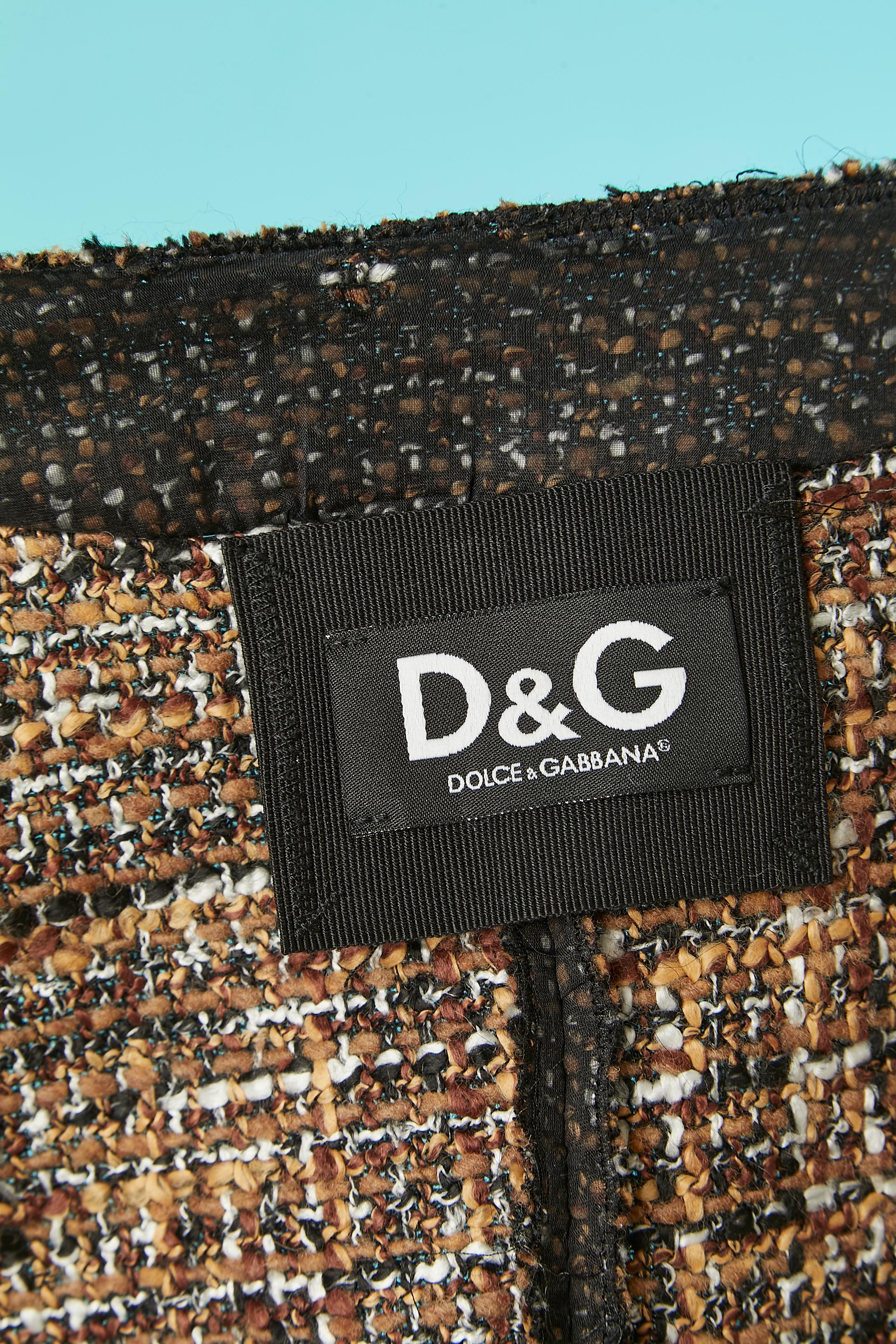 Single breasted tweed jacket with black silk chiffon lays D&G by Dolce Gabbana  For Sale 2
