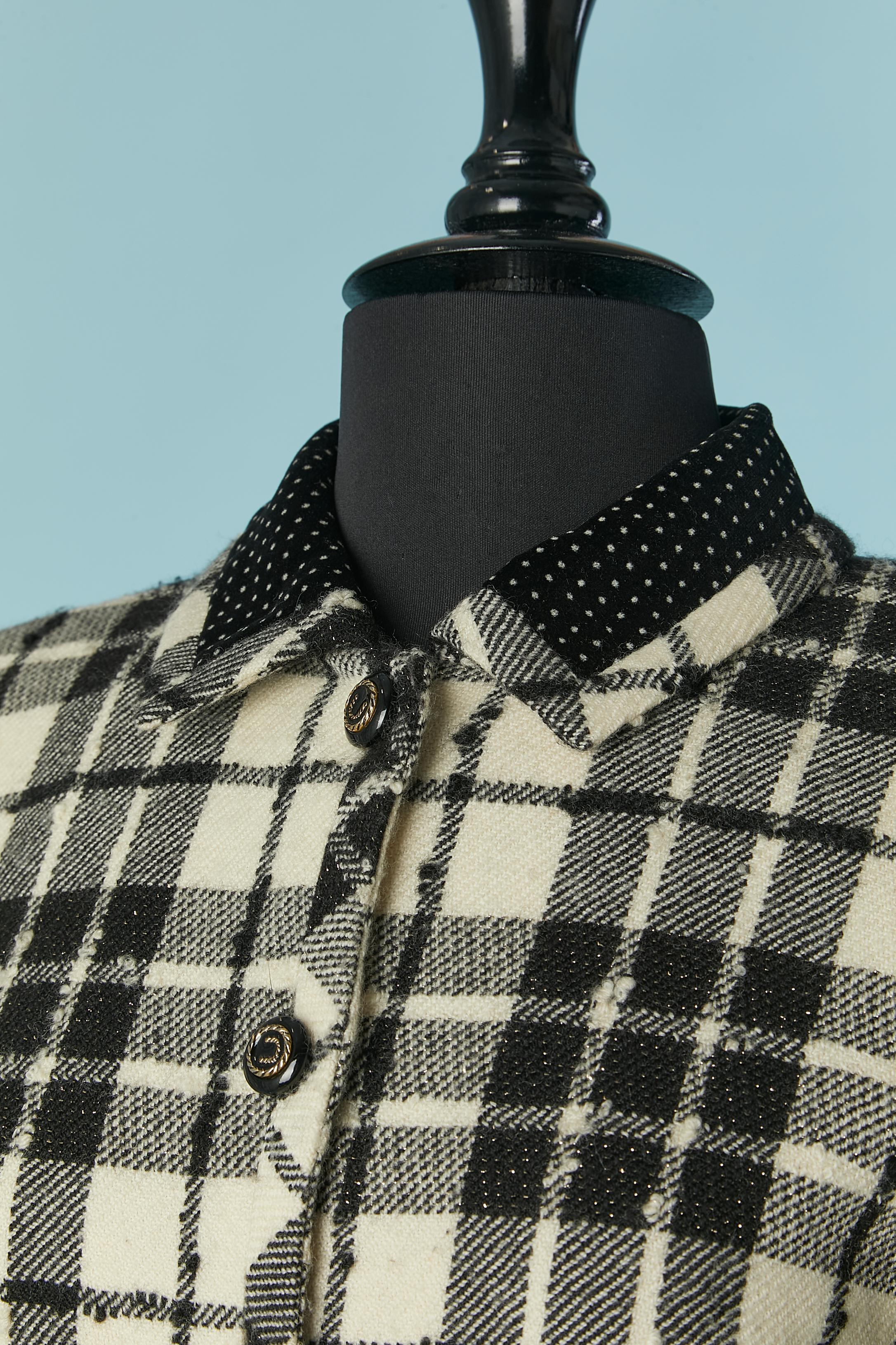 Nero Giacca monopetto in lana e lurex con motivo a quadri UNGARO Solo Donna in vendita