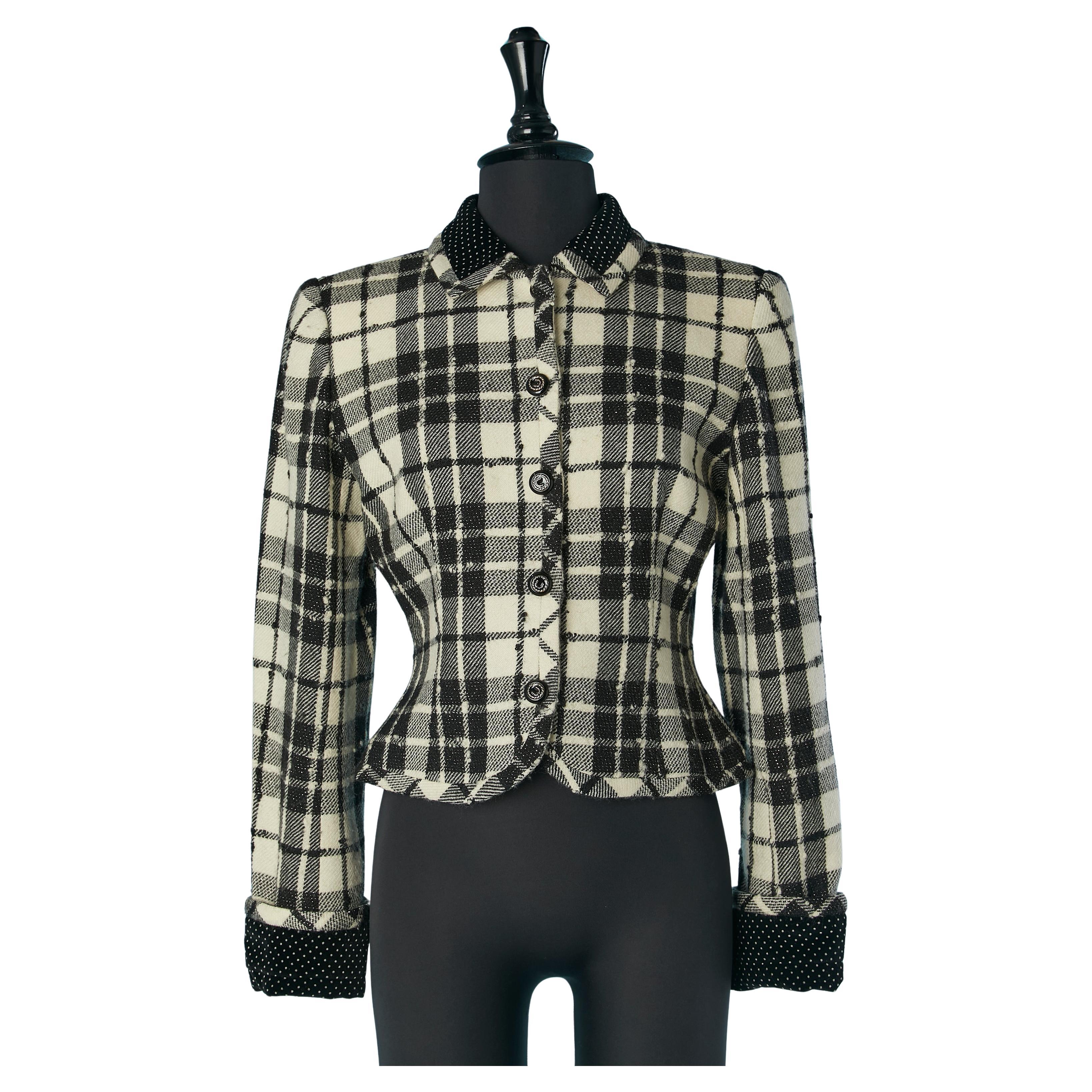 Giacca monopetto in lana e lurex con motivo a quadri UNGARO Solo Donna in vendita