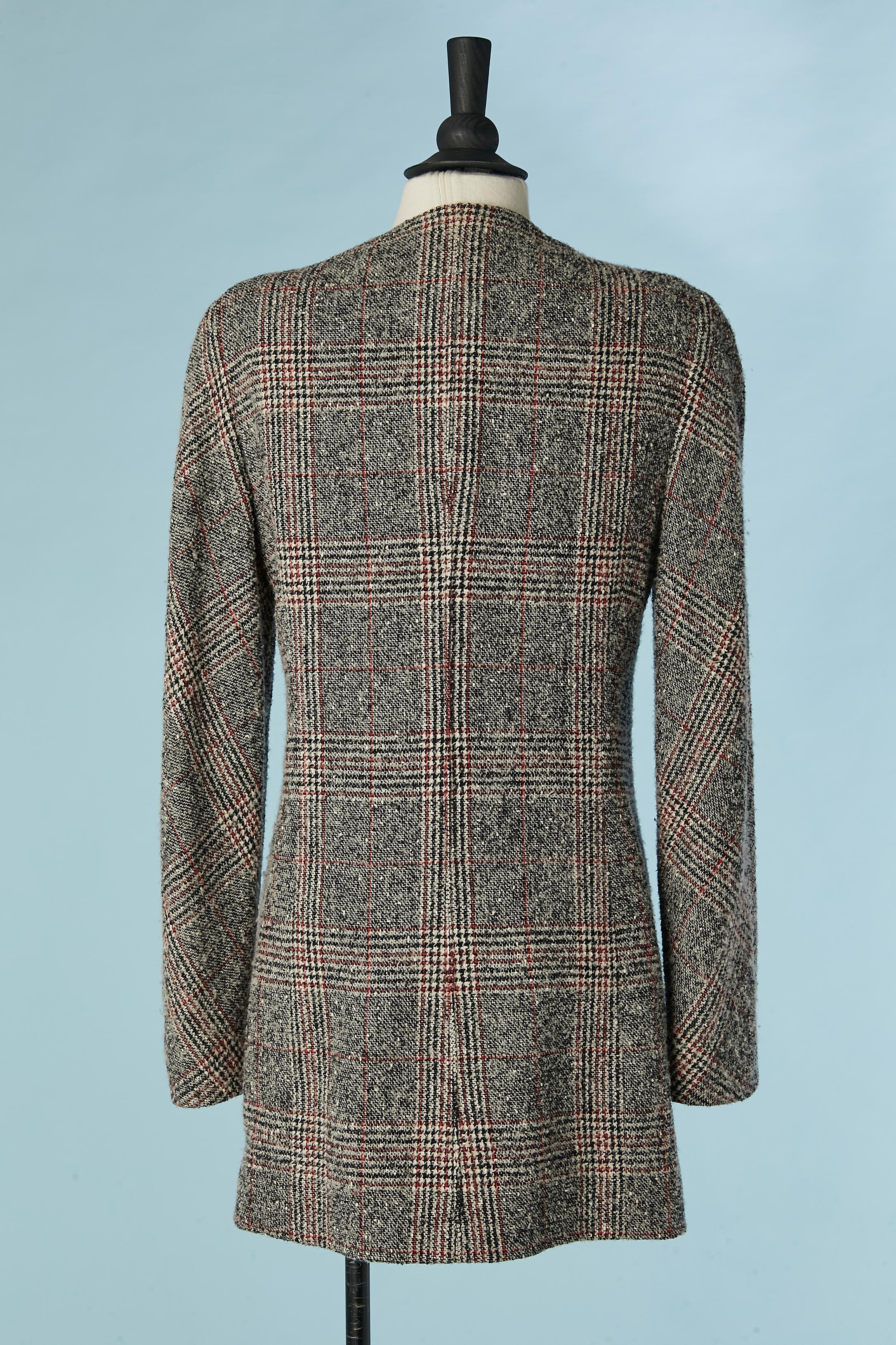 Women's Single breasted wool chiné jacket with check pattern Sonia Rykiel For Sale
