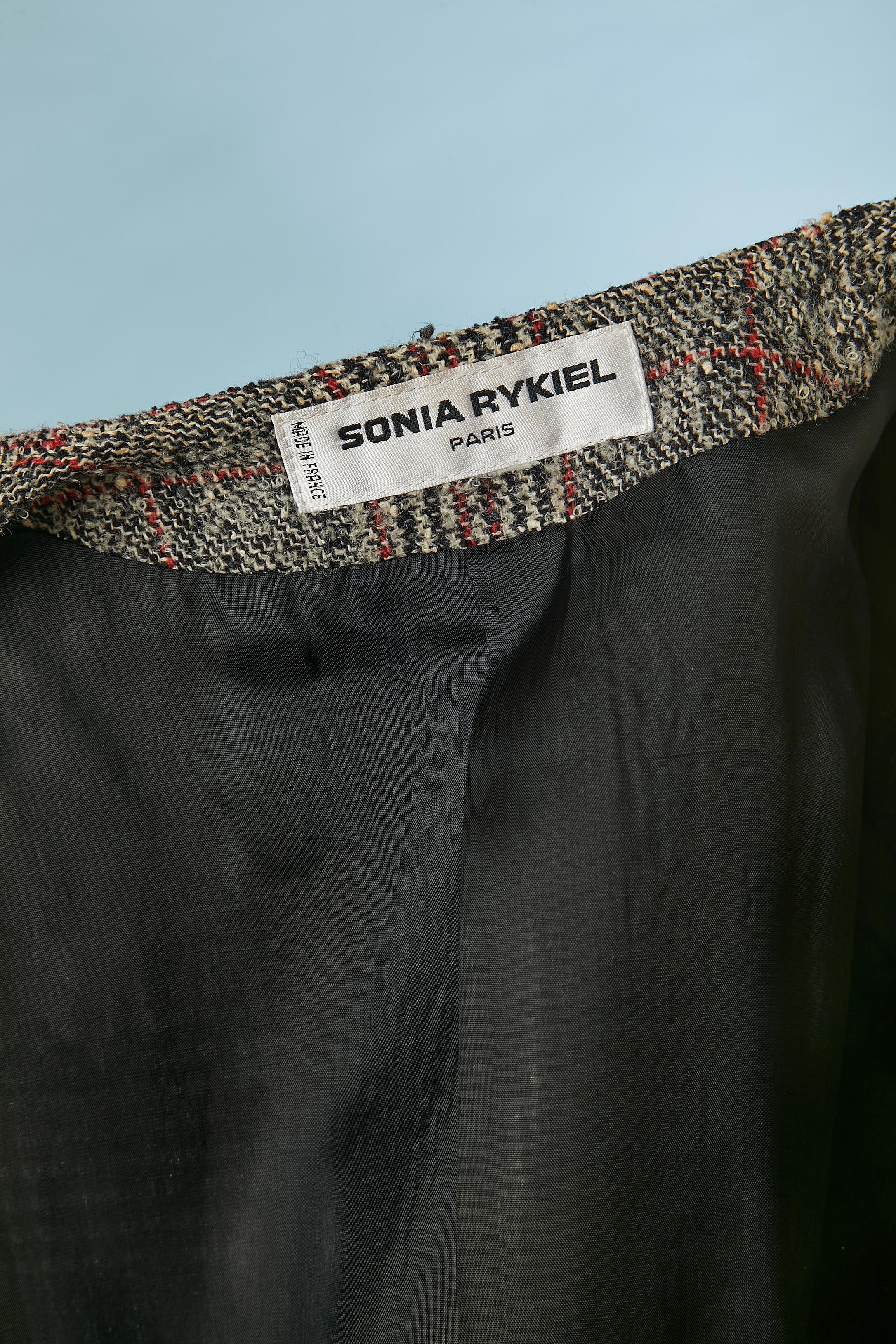 Single breasted wool chiné jacket with check pattern Sonia Rykiel For Sale 1