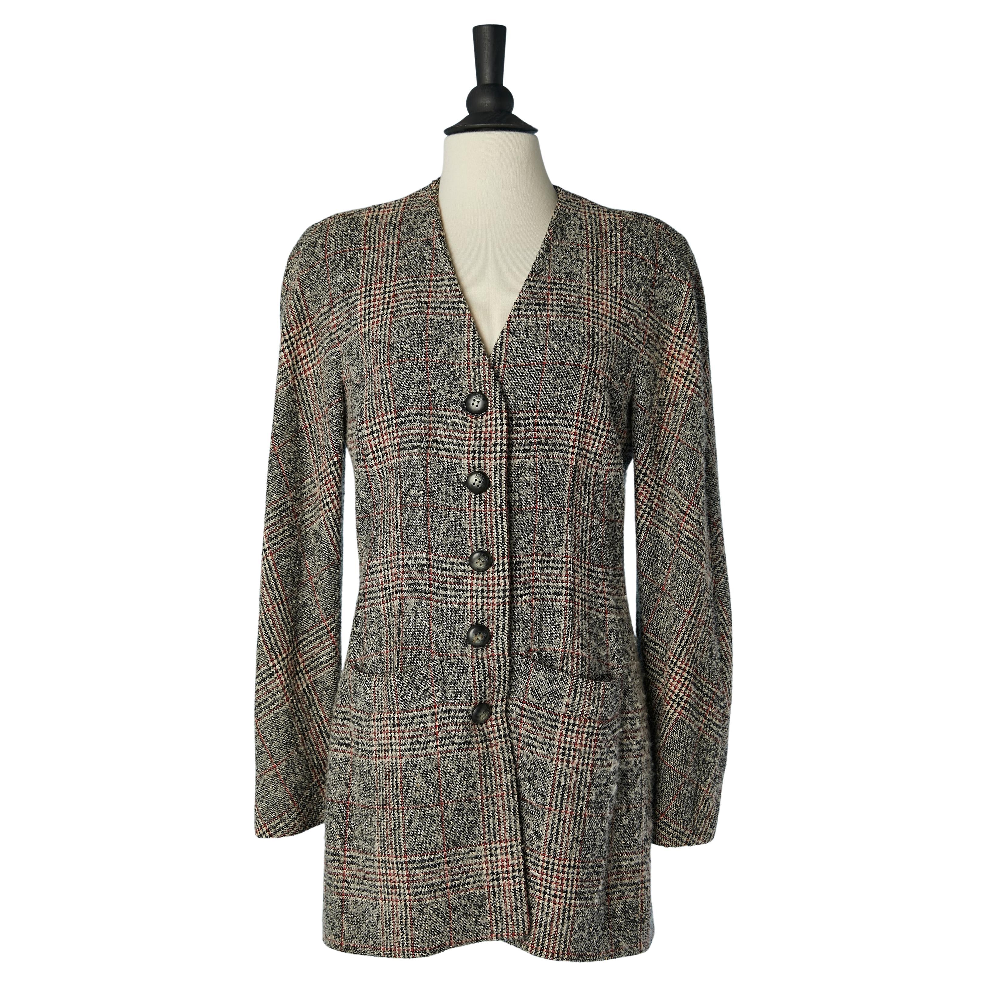 Einreihige Chiné-Wolljacke mit Karomuster Sonia Rykiel