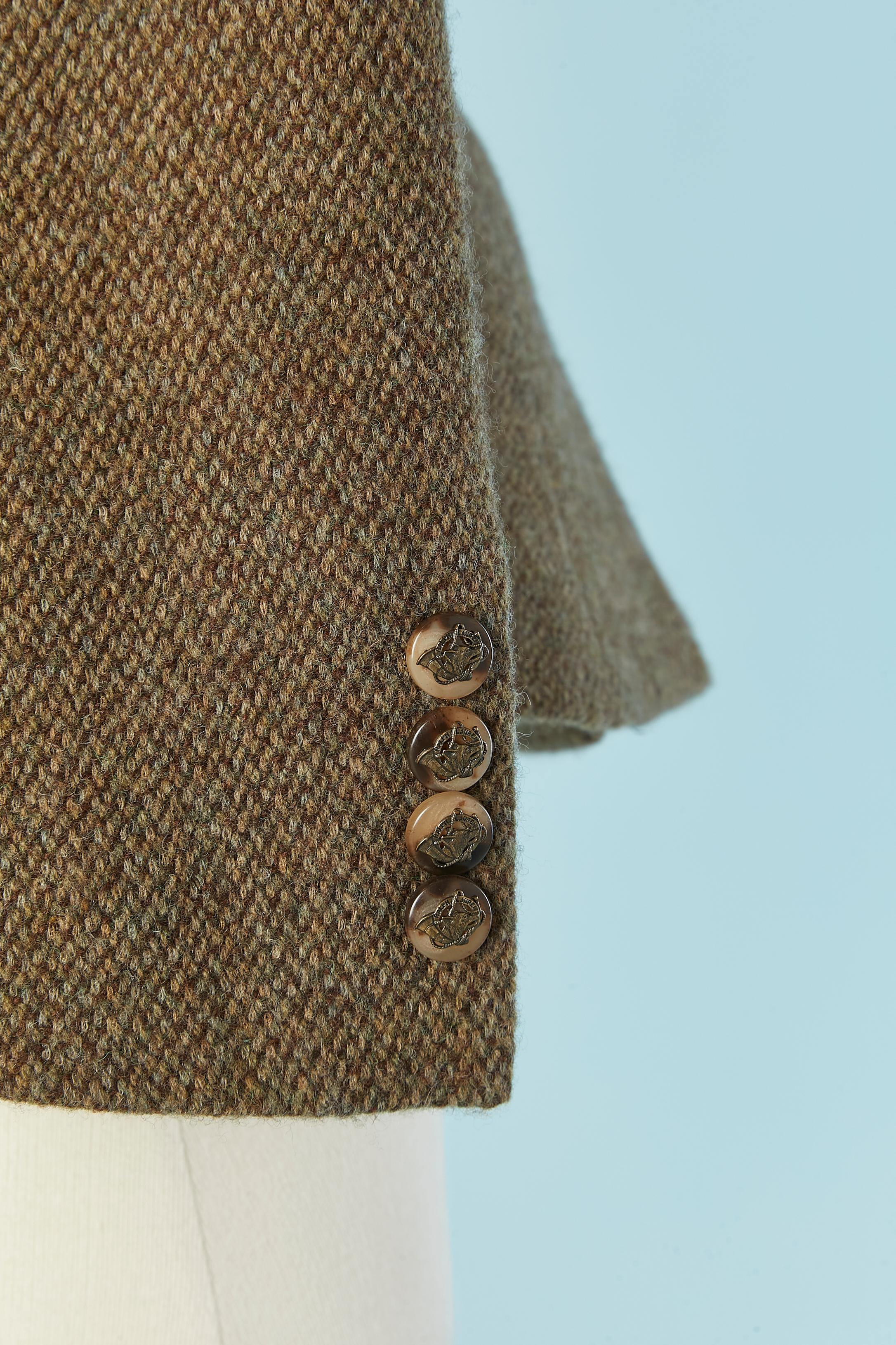 Women's Single-breasted wool chiné jacket with suede details RALPH LAUREN For Sale