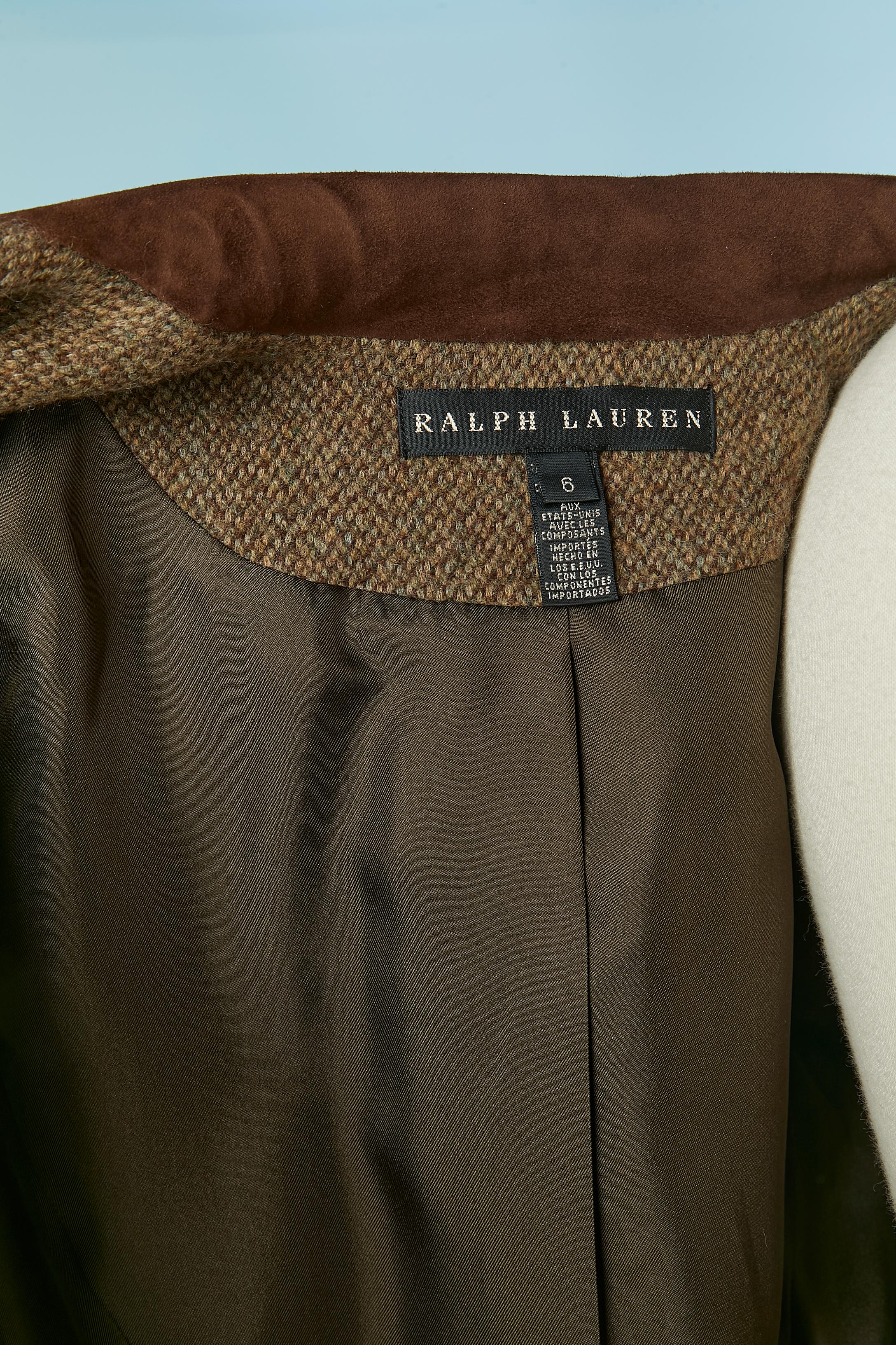 Single-breasted wool chiné jacket with suede details RALPH LAUREN For Sale 4