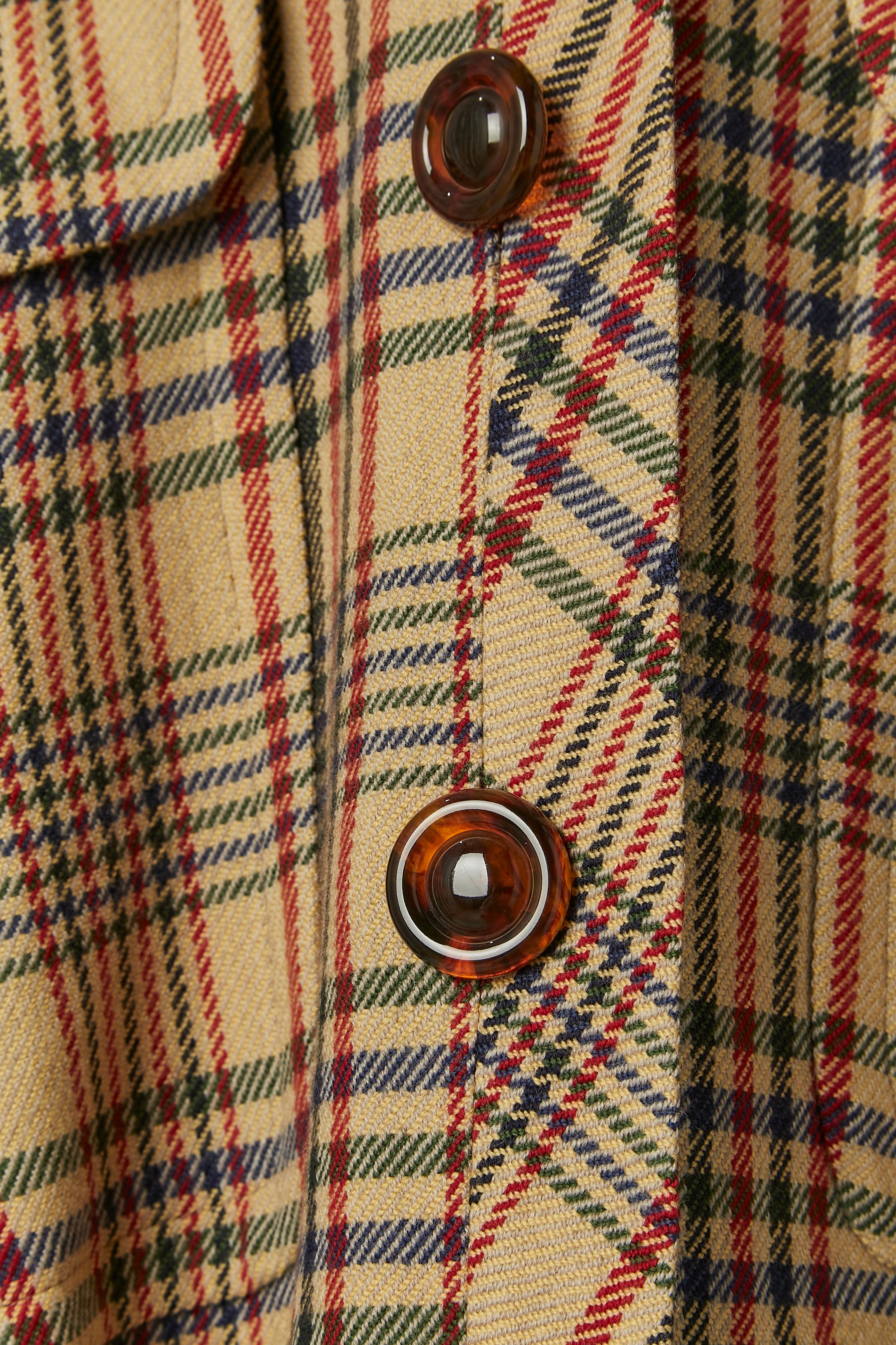 Marron Manteau en laine à carreaux à simple boutonnage Nina Ricci Haute Boutique