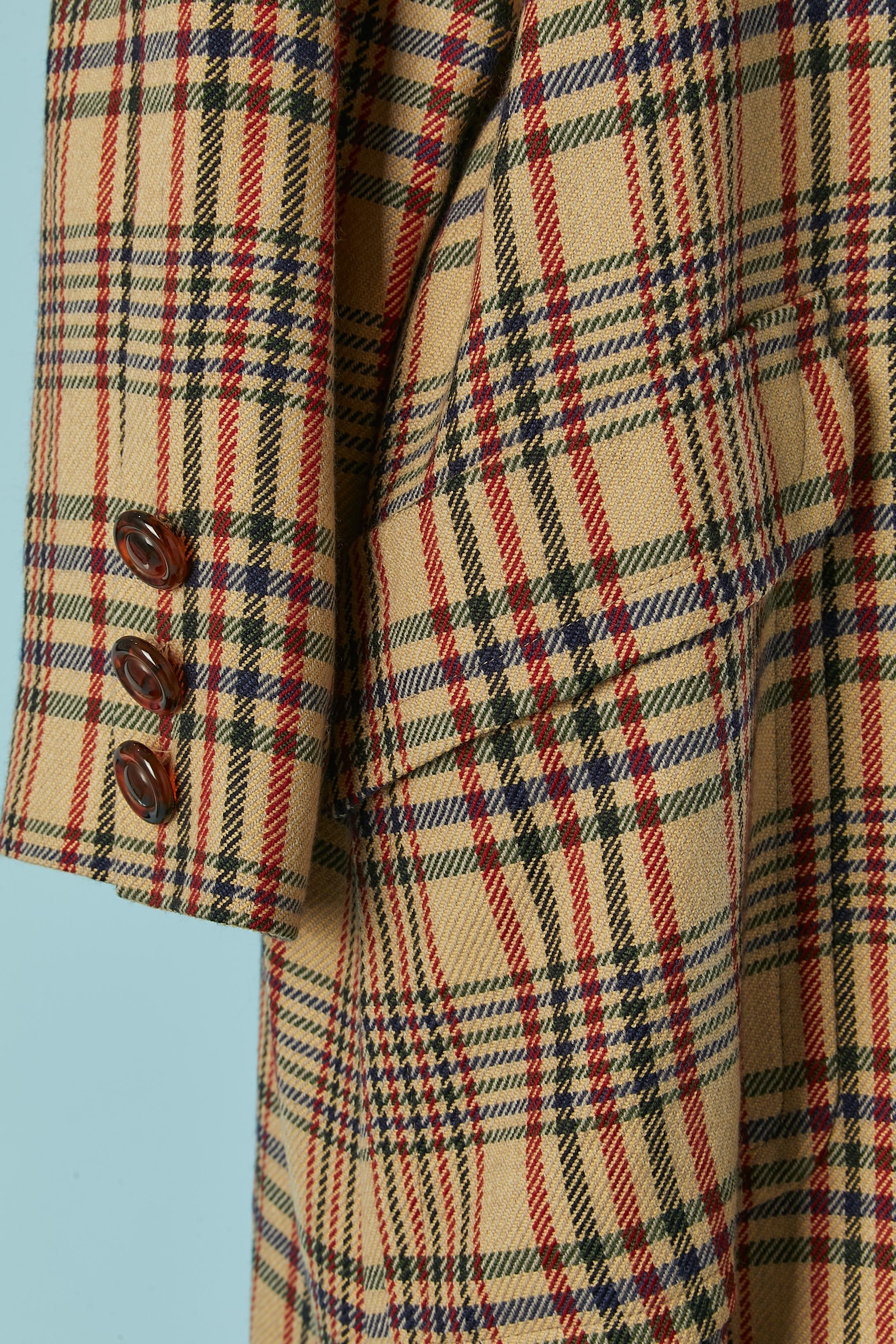 Manteau en laine à carreaux à simple boutonnage Nina Ricci Haute Boutique Excellent état à Saint-Ouen-Sur-Seine, FR