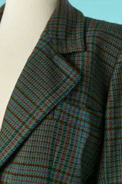 Single breasted wool jacket with check pattern Saint Laurent Rive Gauche