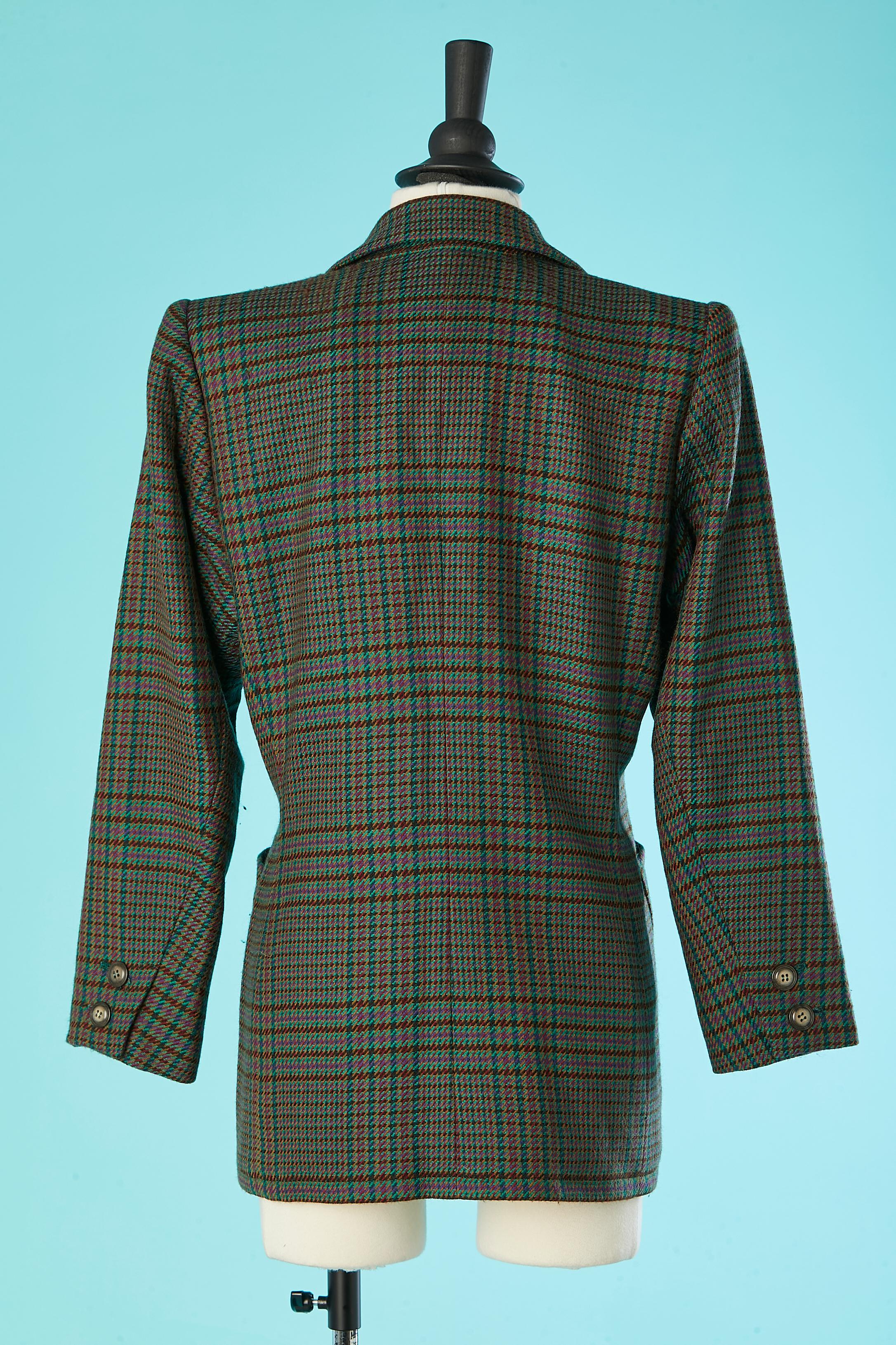 Single breasted wool jacket with check pattern Saint Laurent Rive Gauche  For Sale 1
