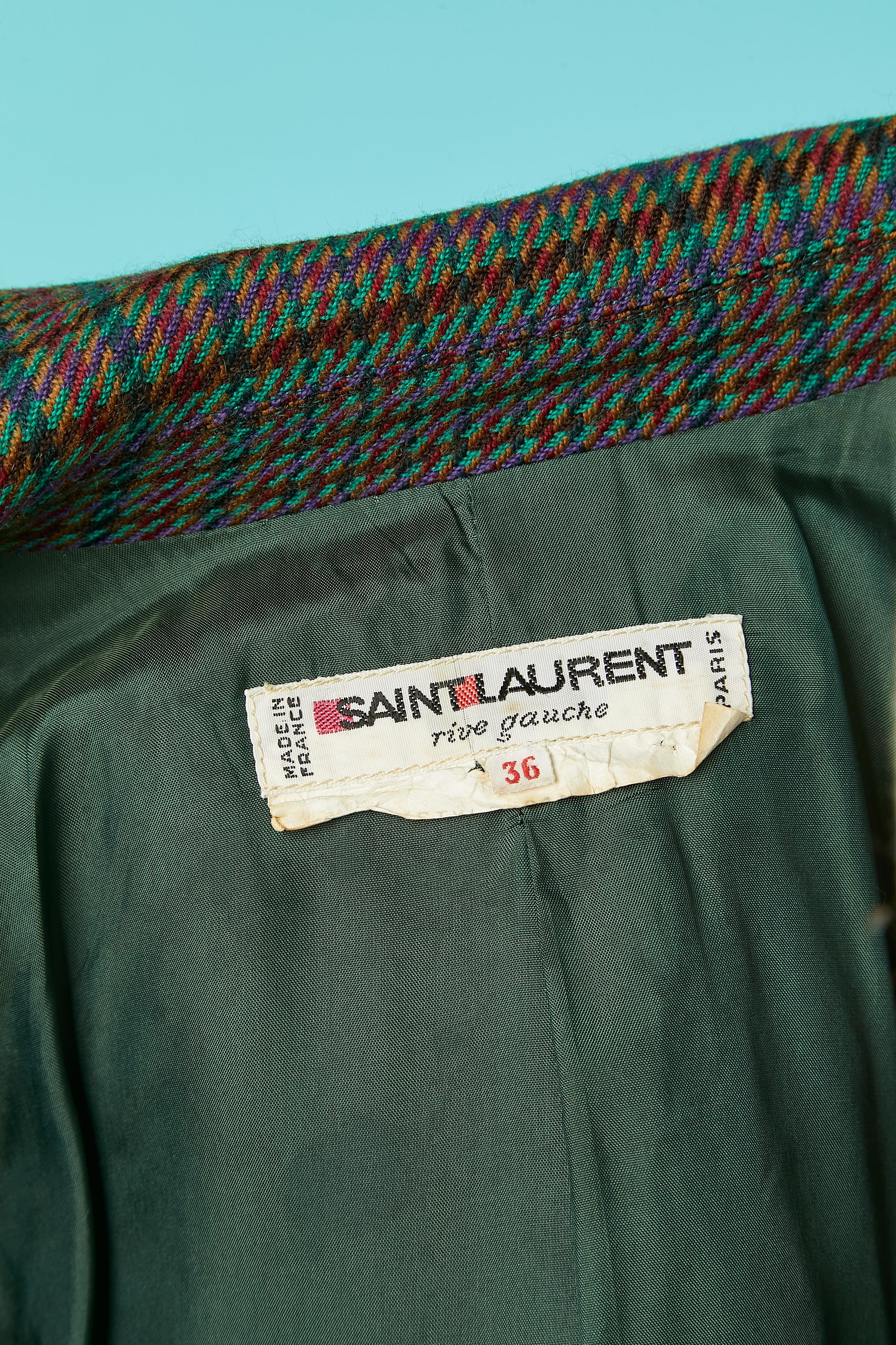 Veste en laine à carreaux, simple boutonnage Saint Laurent Rive Gauche  en vente 2