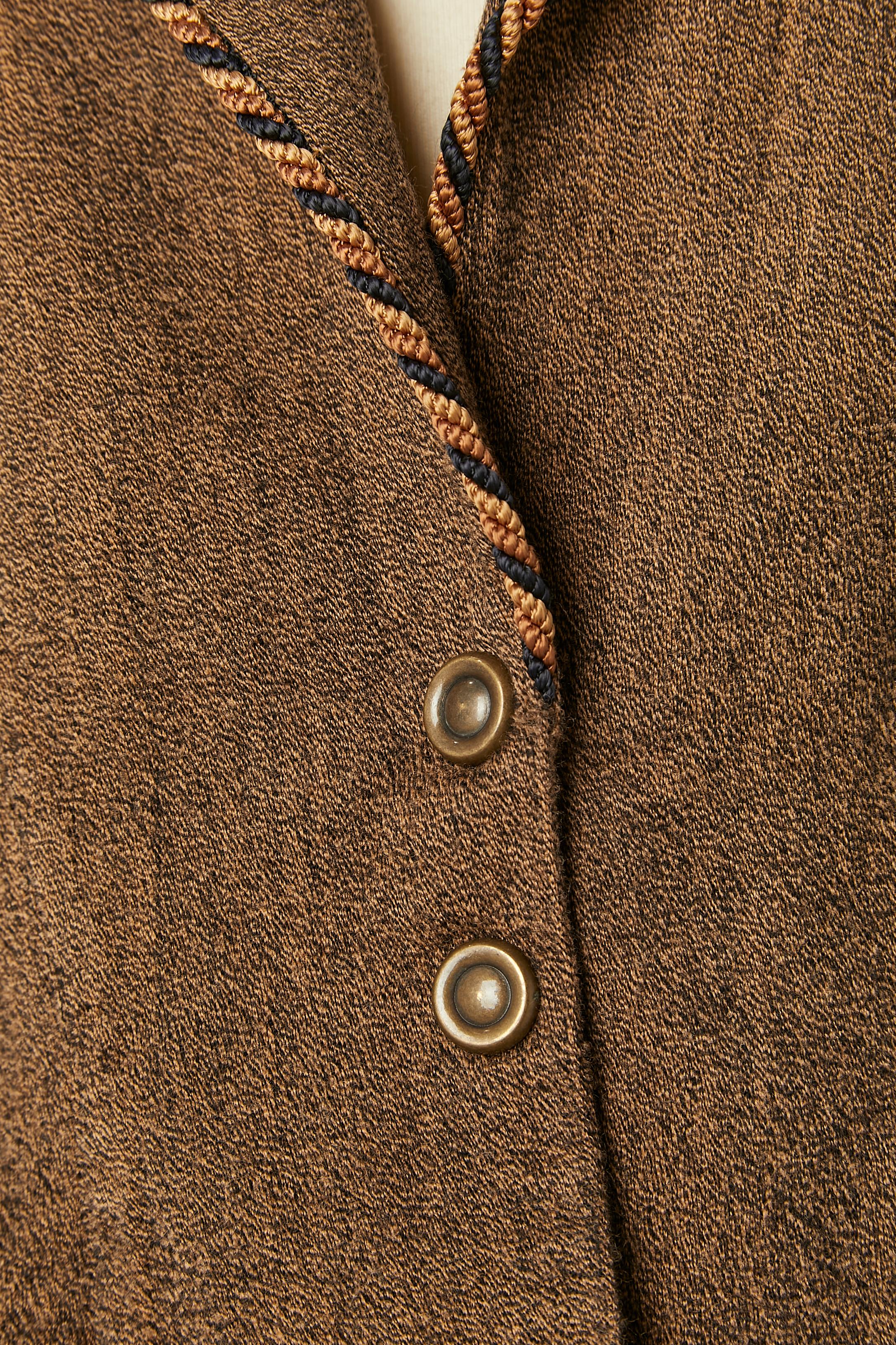Simple boutonnière en laine chinée avec bord en cordelette Thierry Mugler  Excellent état - En vente à Saint-Ouen-Sur-Seine, FR