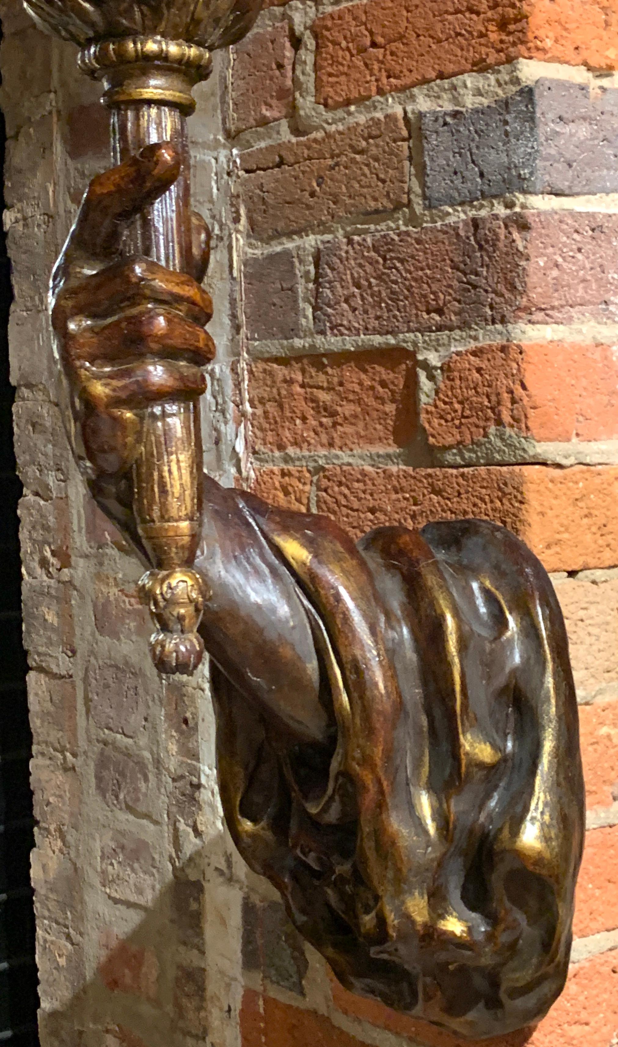 Neoclassical Single Bronze Clad Venetian Style Draped Arm Sconce