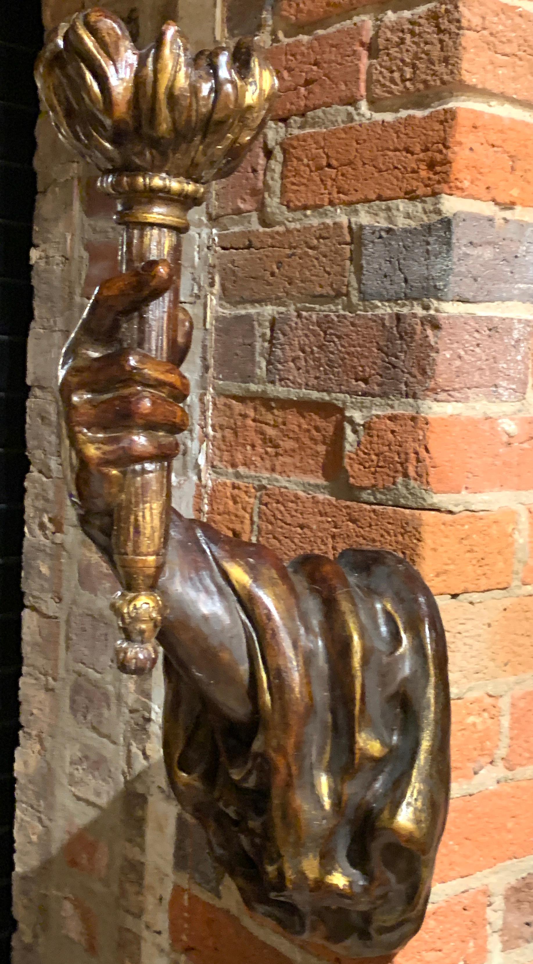 Polychromed Single Bronze Clad Venetian Style Draped Arm Sconce