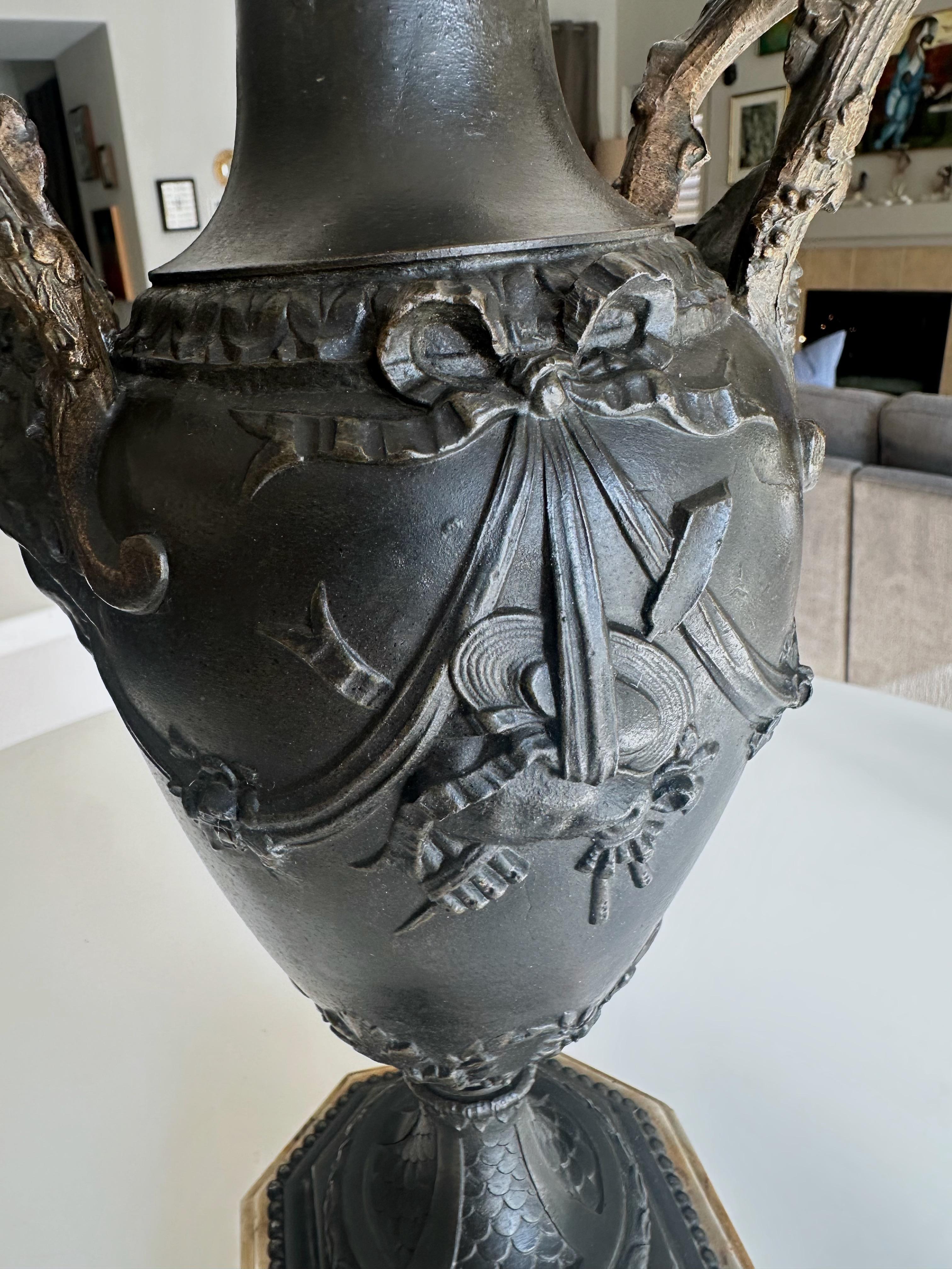 Single Bronze Empire Satyr Head Table Lamp For Sale 4