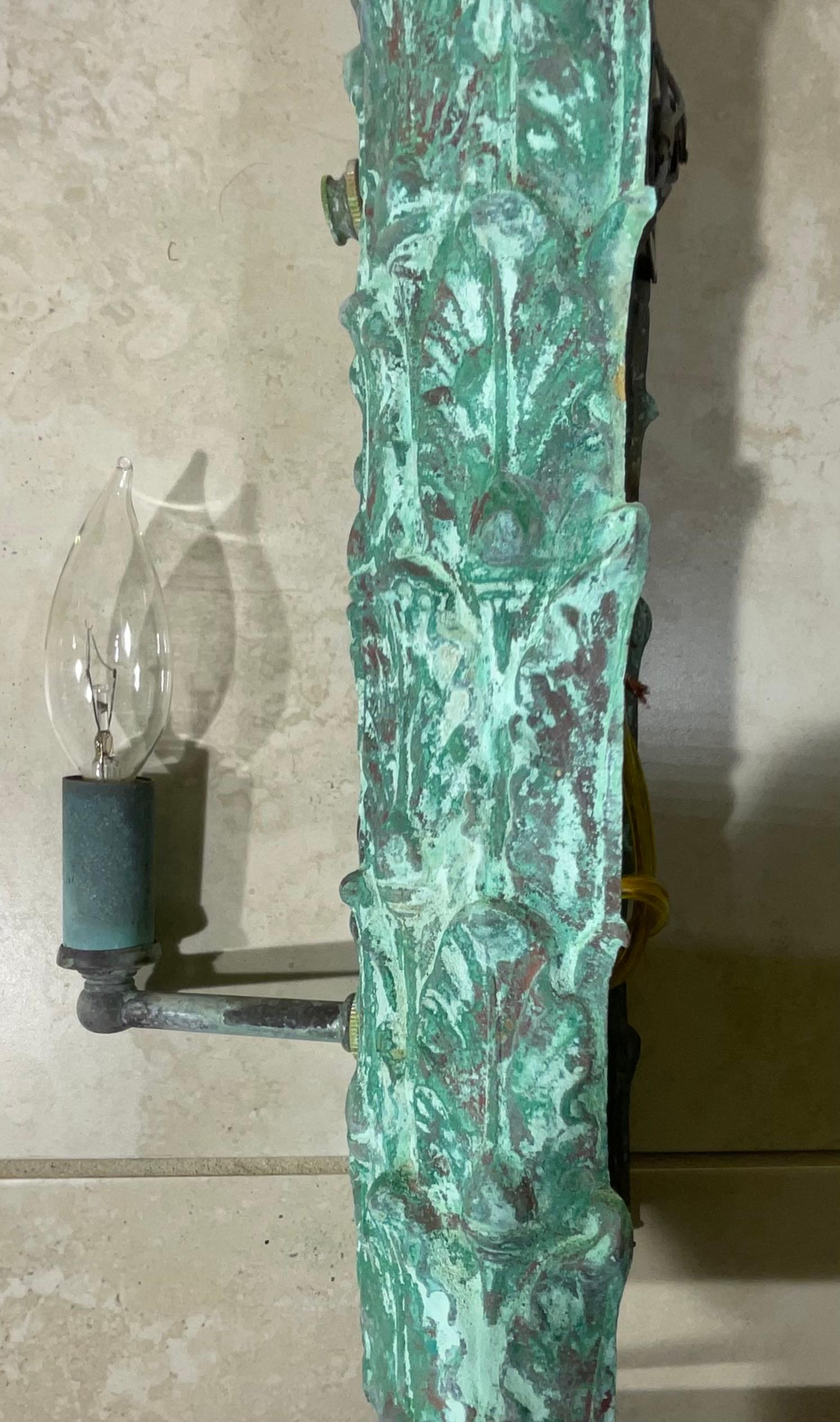Hand-Crafted Single Bronze Wall Sconce For Sale