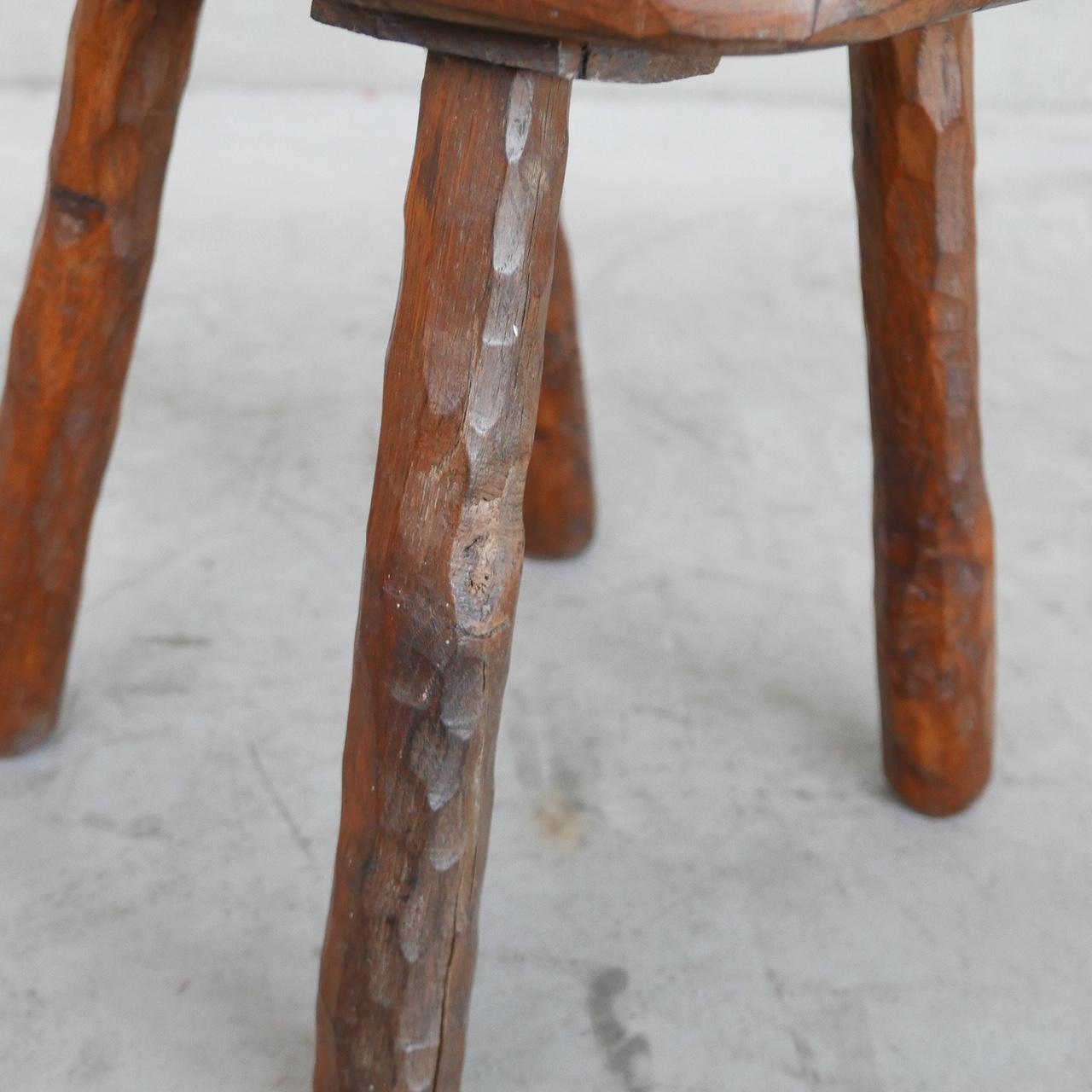 A singular brutalist occasional chair. 

Naively made, in primitive form. 

Belgium, c1950s. 

Oak. 

Good condition, some wear commensurate with age. 

Location: Belgium Gallery. 

Dimensions: 33 W x 40 D x 31 seat height x 73 total