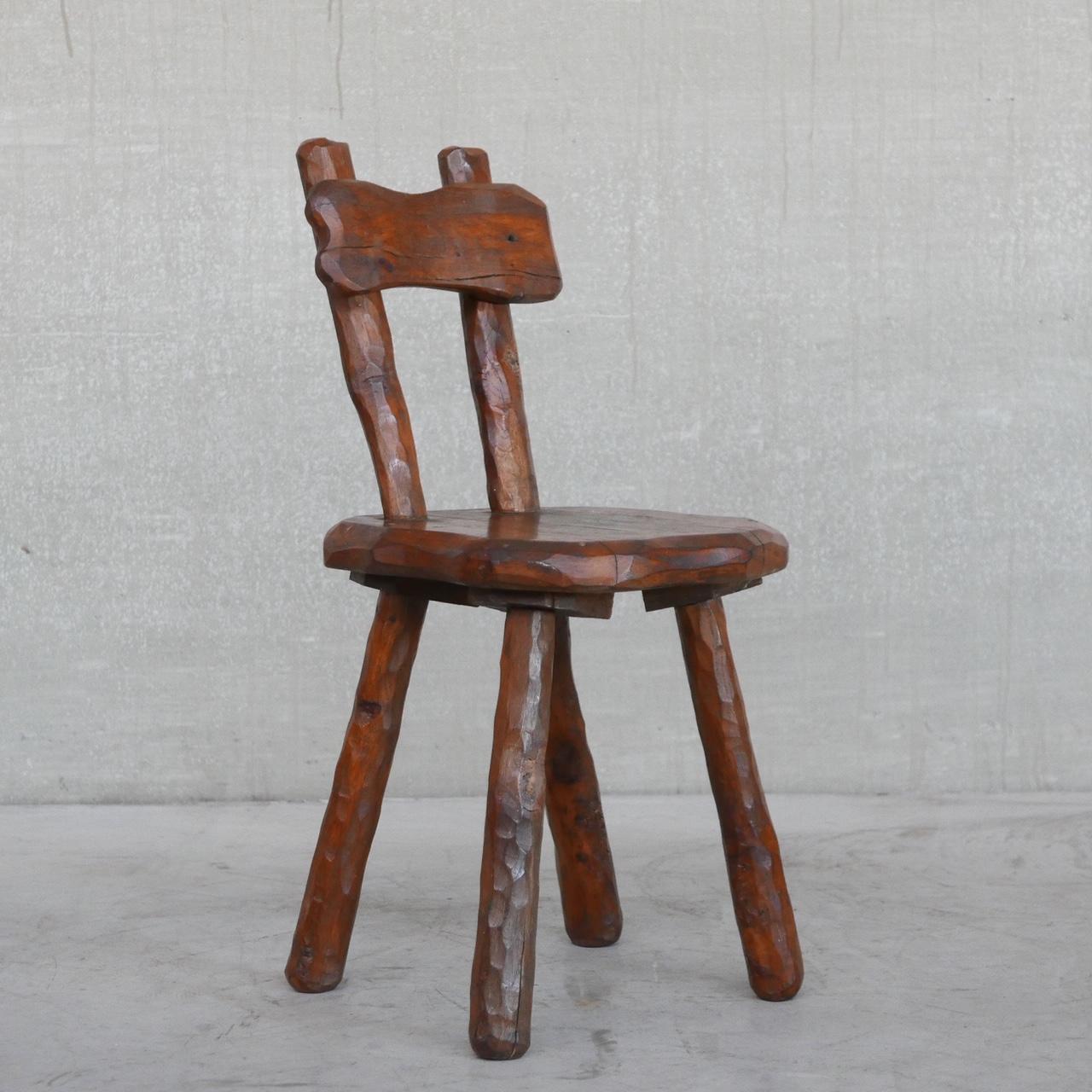 Single Brutalist Belgium Oak Occasional Chair 1