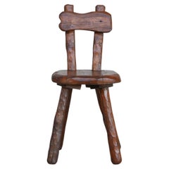 Single Brutalist Belgium Oak Occasional Chair