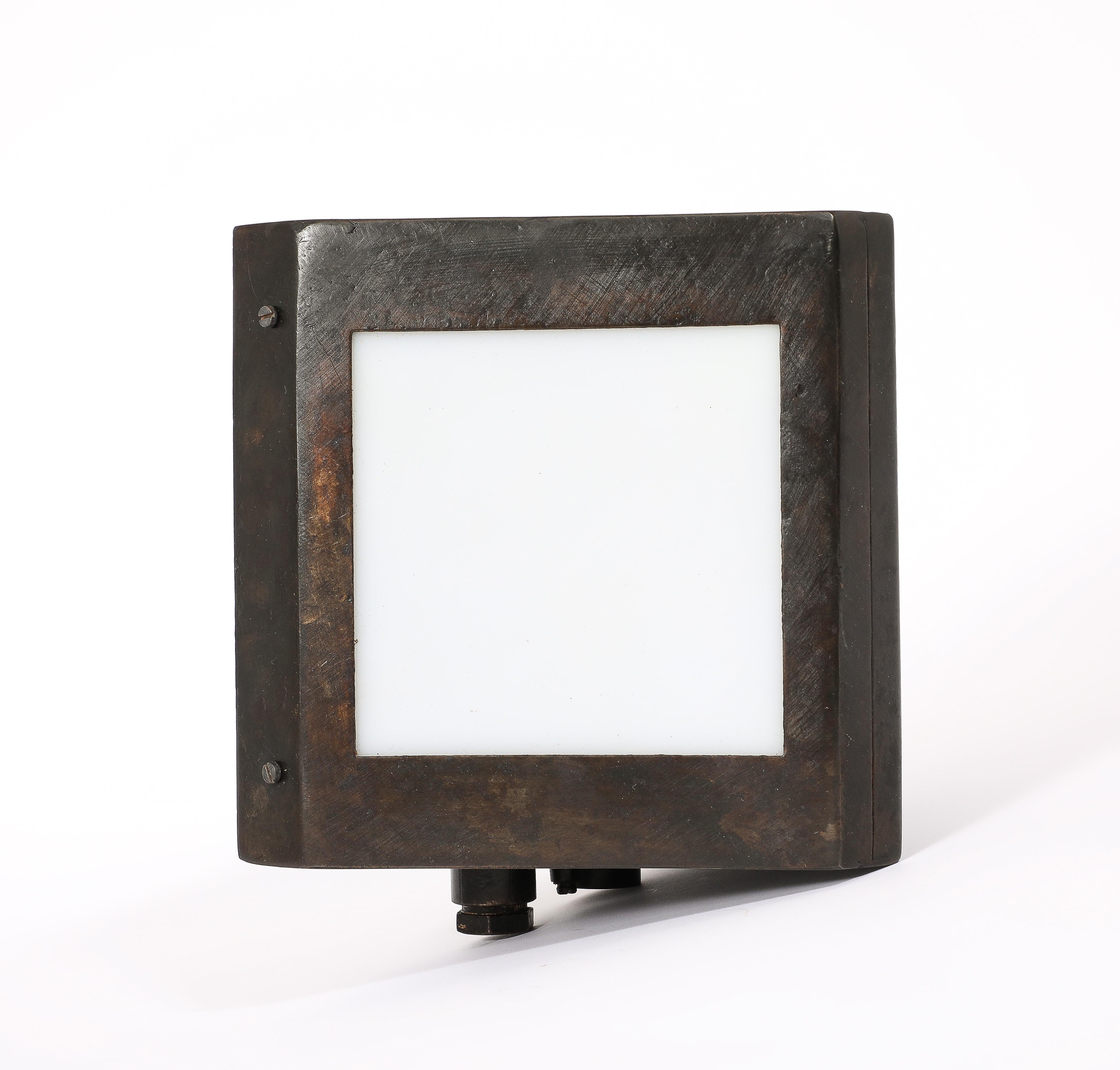 Russian Single Brutalist Dark Metal Wall Sconce, Russia 1960's For Sale