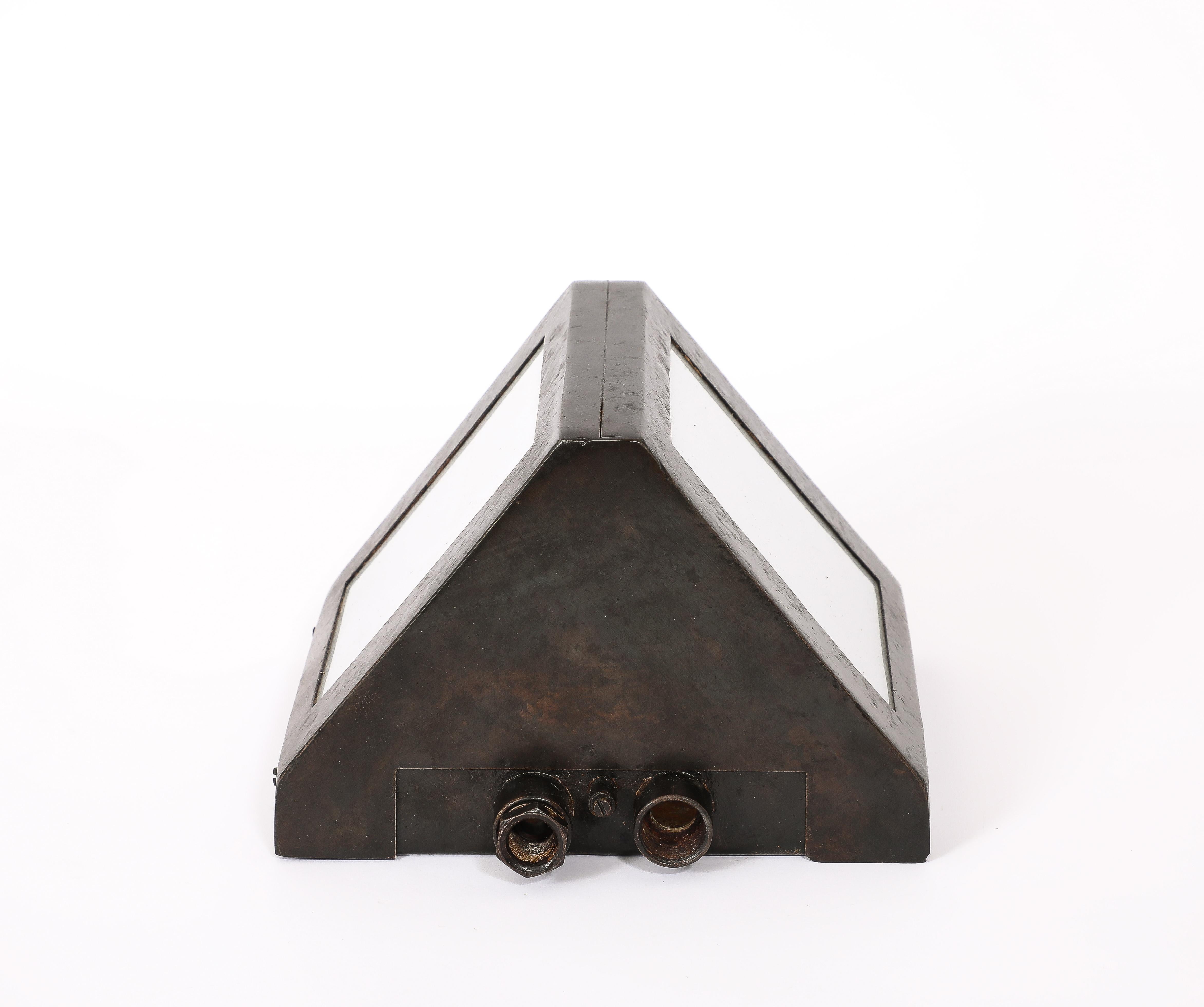 Patinated Single Brutalist Dark Metal Wall Sconce, Russia 1960's For Sale
