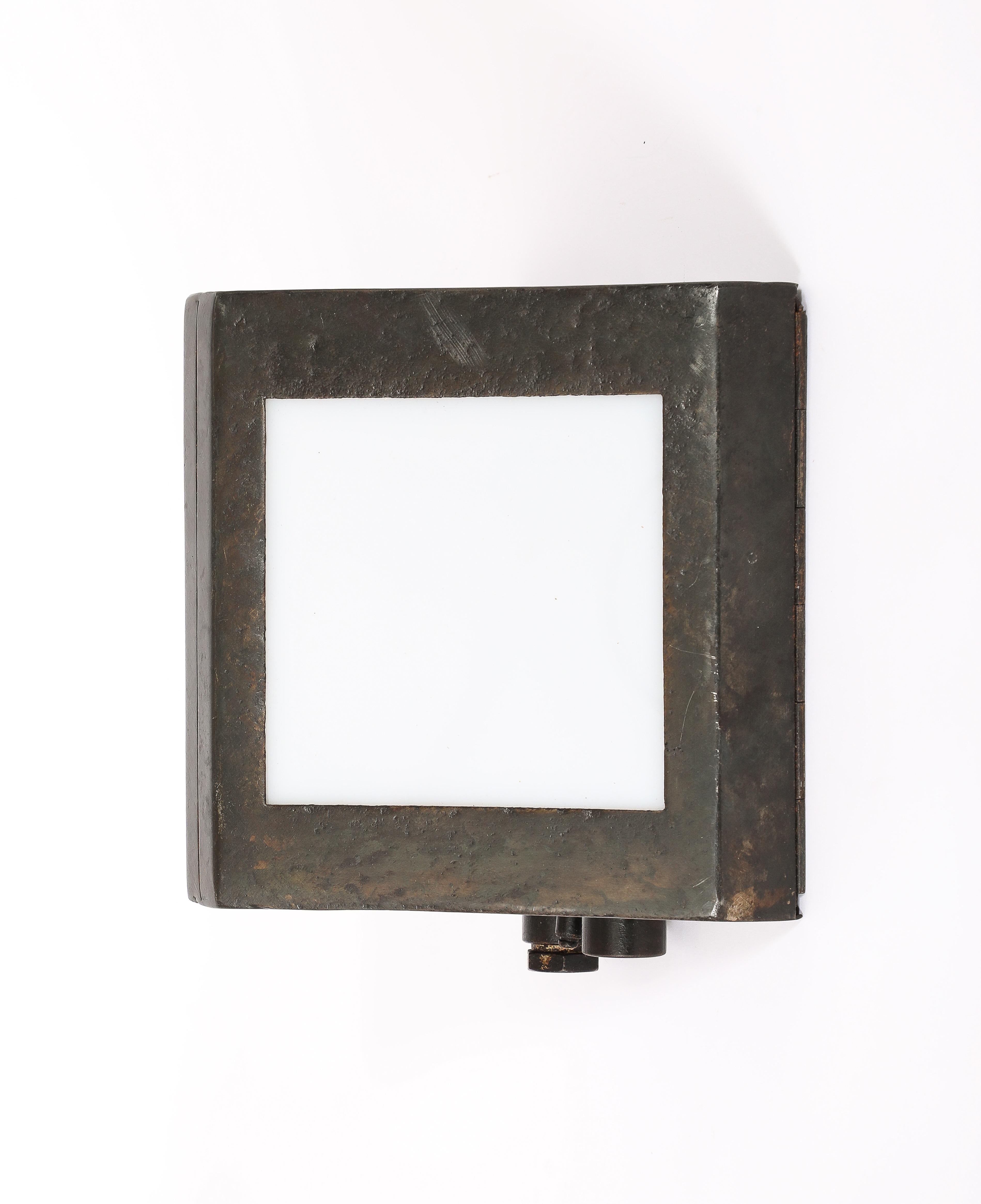 20th Century Single Brutalist Dark Metal Wall Sconce, Russia 1960's For Sale