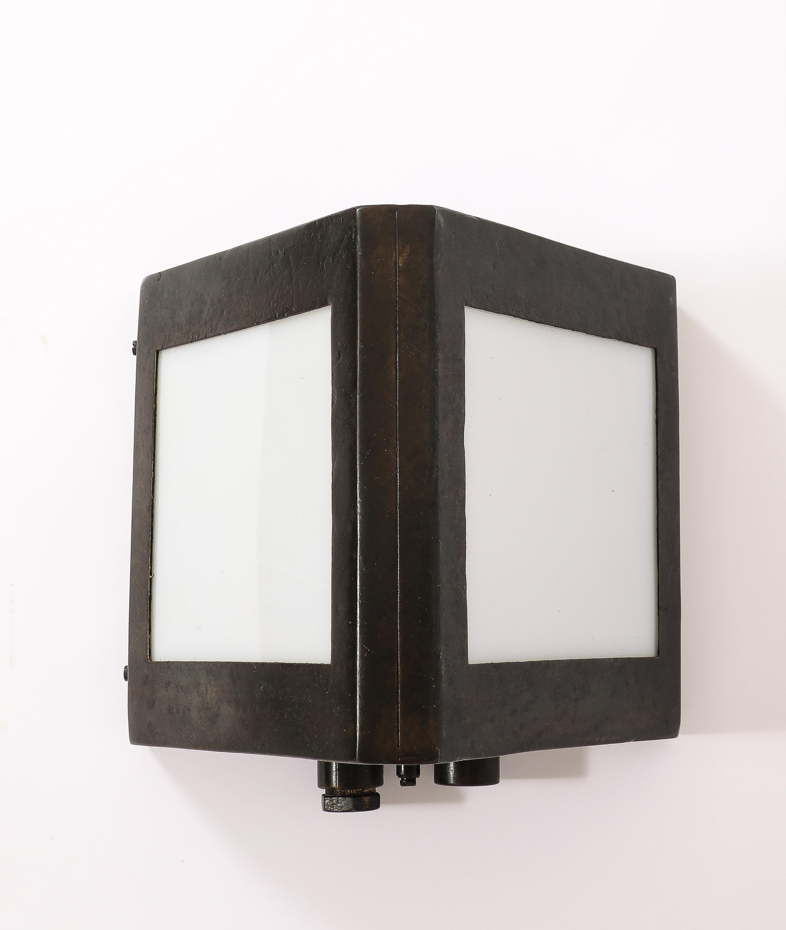 Single Brutalist Dark Metal Wall Sconce, Russia 1960's For Sale 2