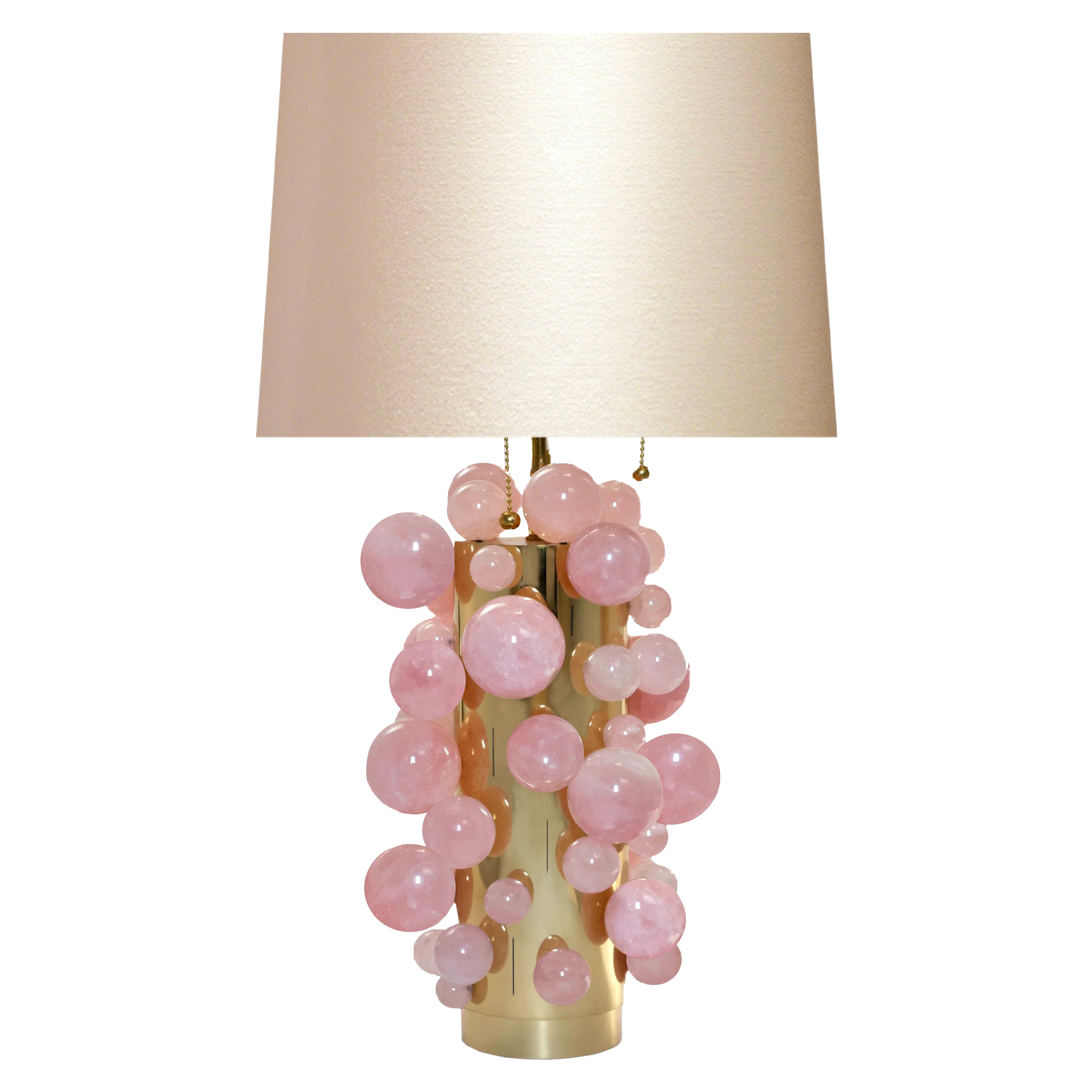 Lámpara individual de cristal de roca rosa burbuja de Phoenix