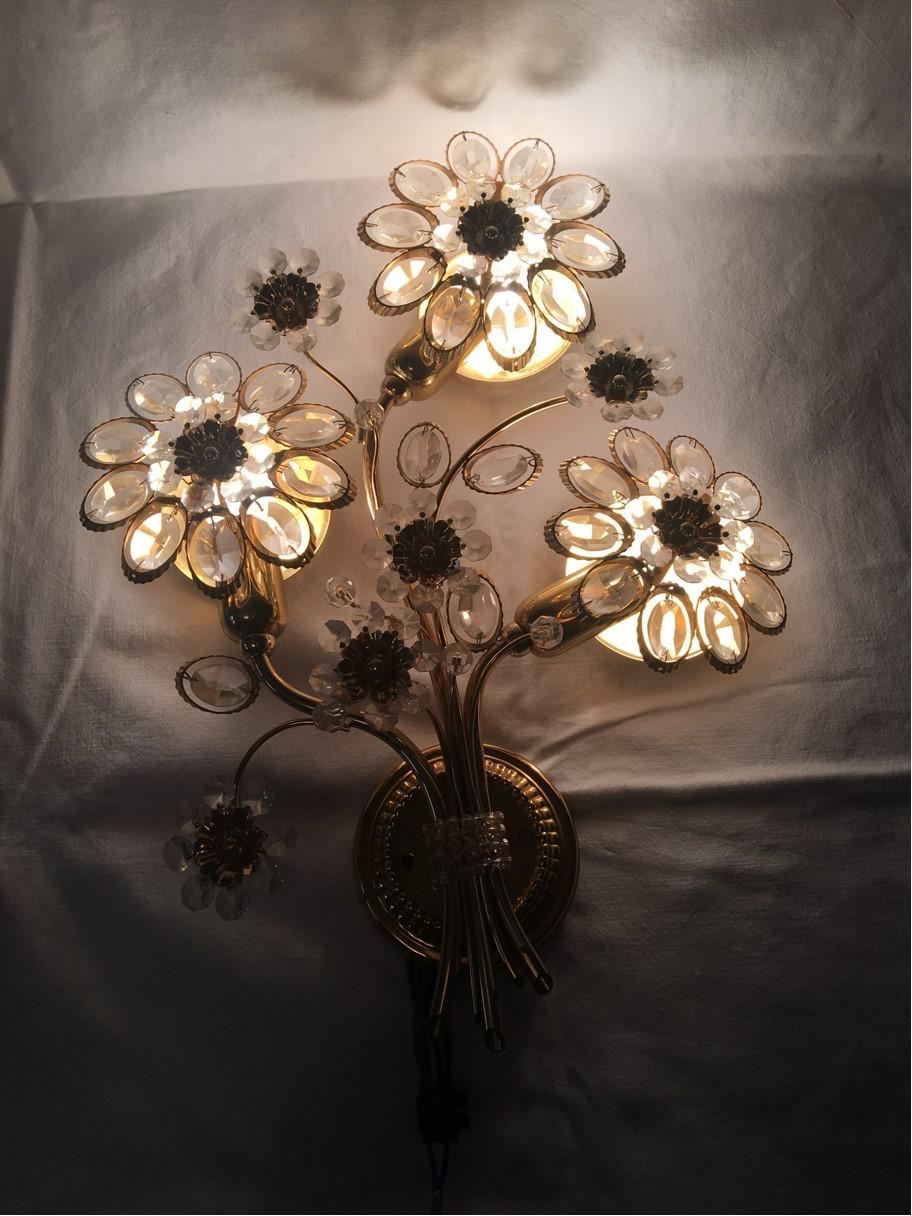 Single Bunch of Flowers Shaped Sconce by Palwa, German, 1970s 4