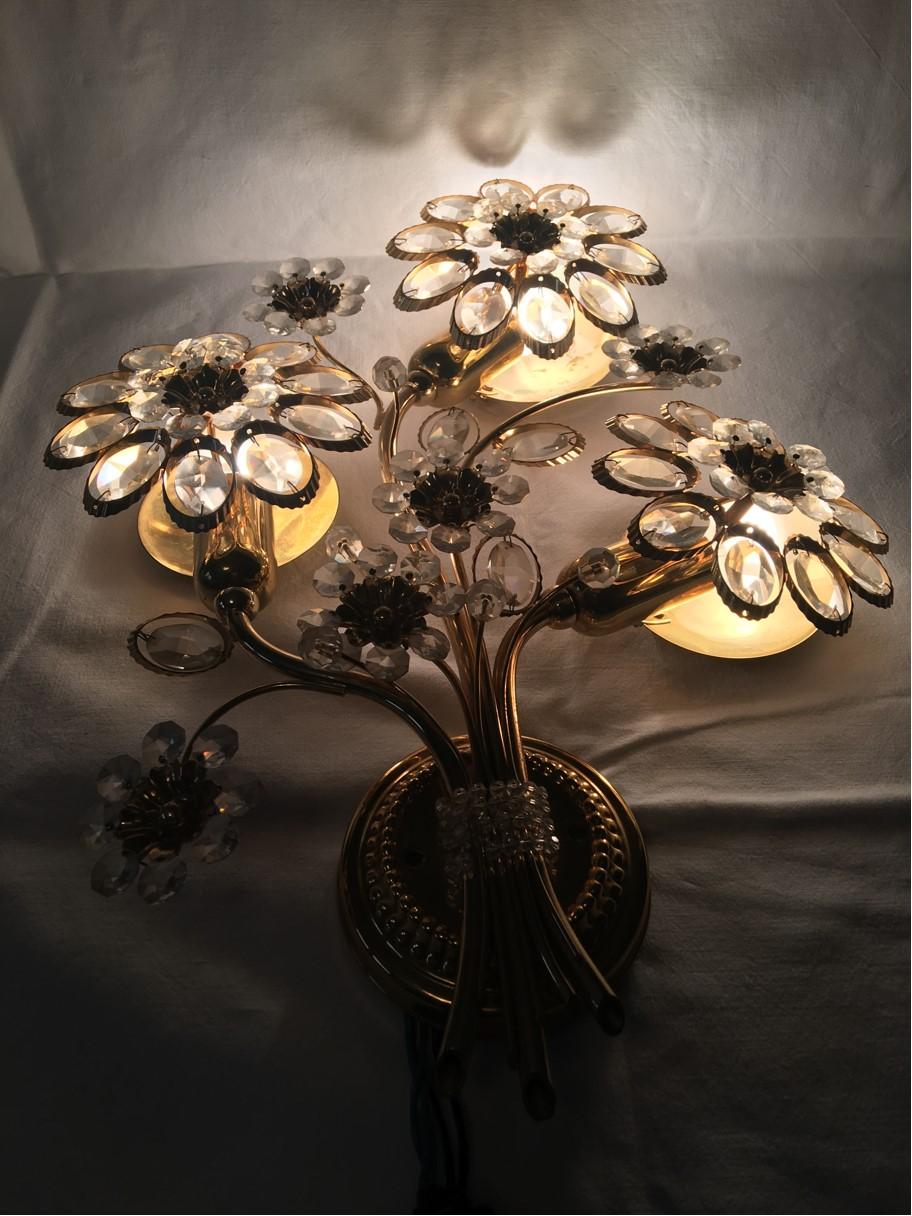 Single Bunch of Flowers Shaped Sconce by Palwa, German, 1970s 5