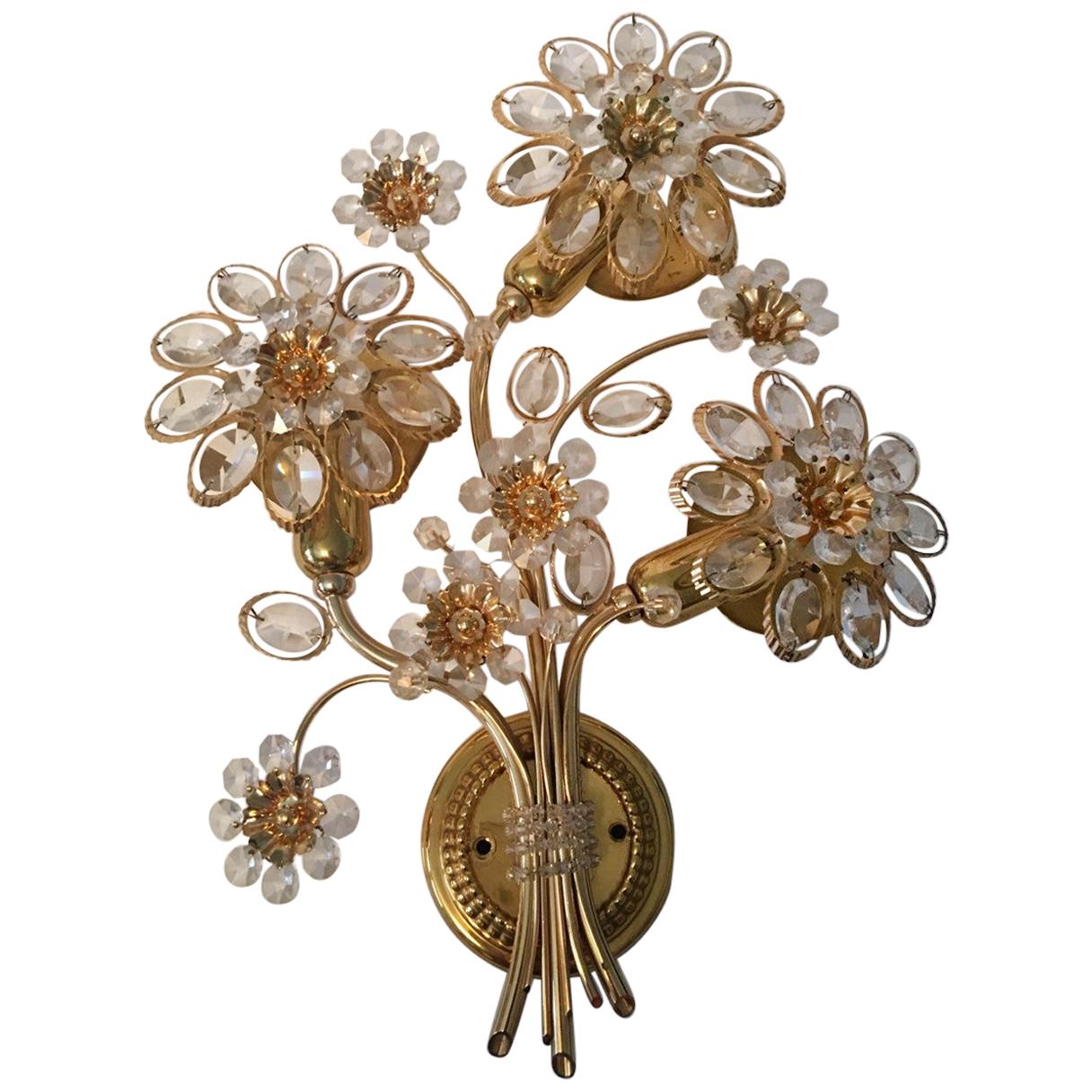 Single Bunch of Flowers Shaped Sconce by Palwa, German, 1970s