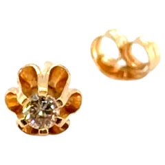 Single Buttercup Diamond Stud Earring Mined RBC 14K Yellow Gold