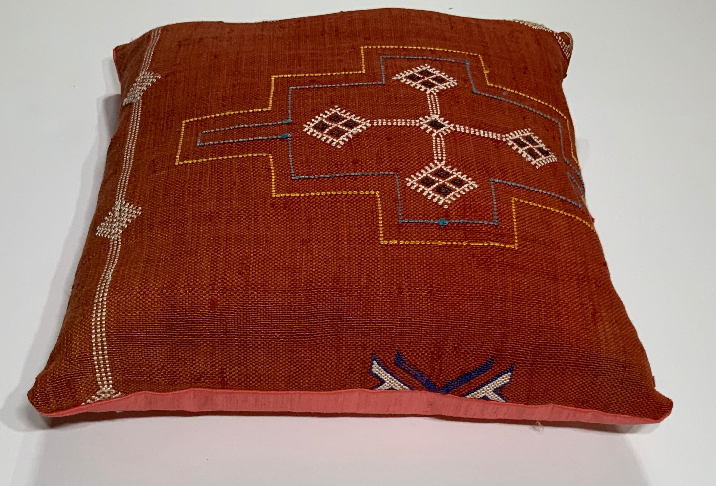 Moroccan Single Cactus Silk Red Pillow