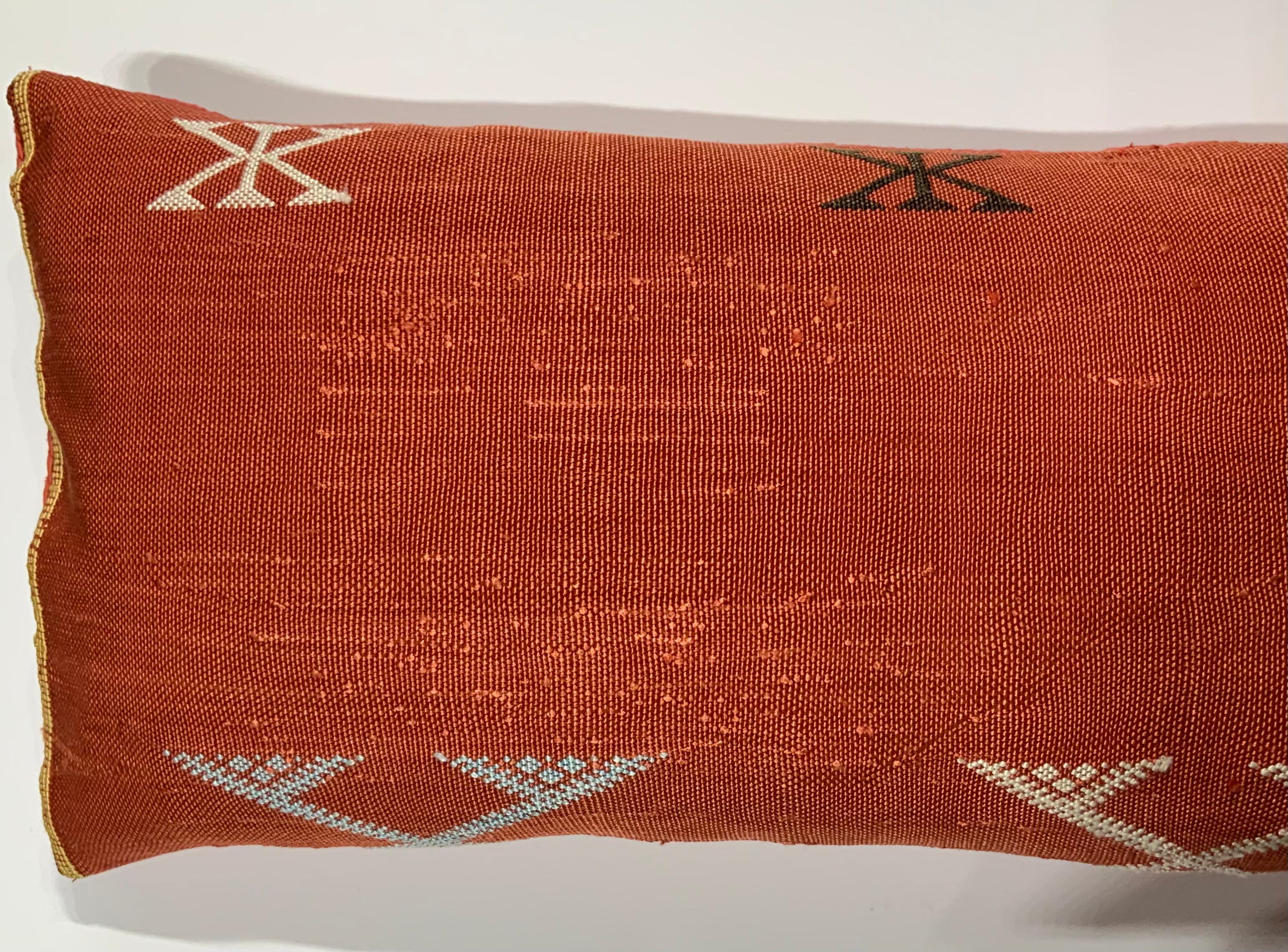 Hand-Woven Single Cactus Silk Red Pillow