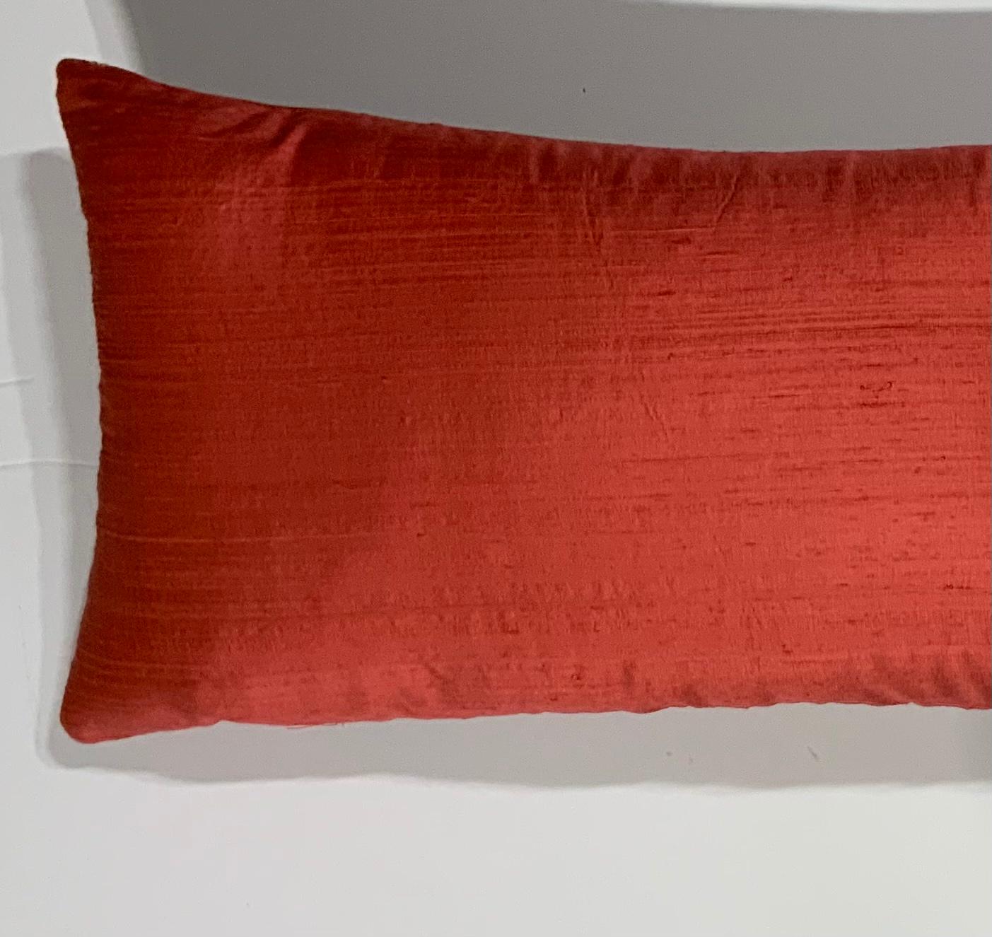 Single Cactus Silk Red Pillow 1