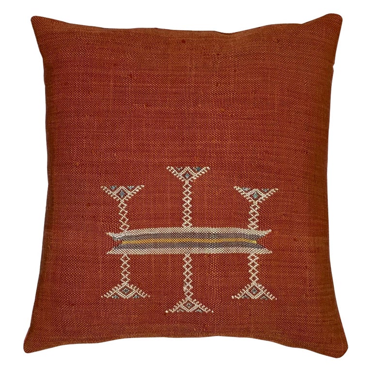 Single Cactus Silk Red Pillow For Sale at 1stDibs