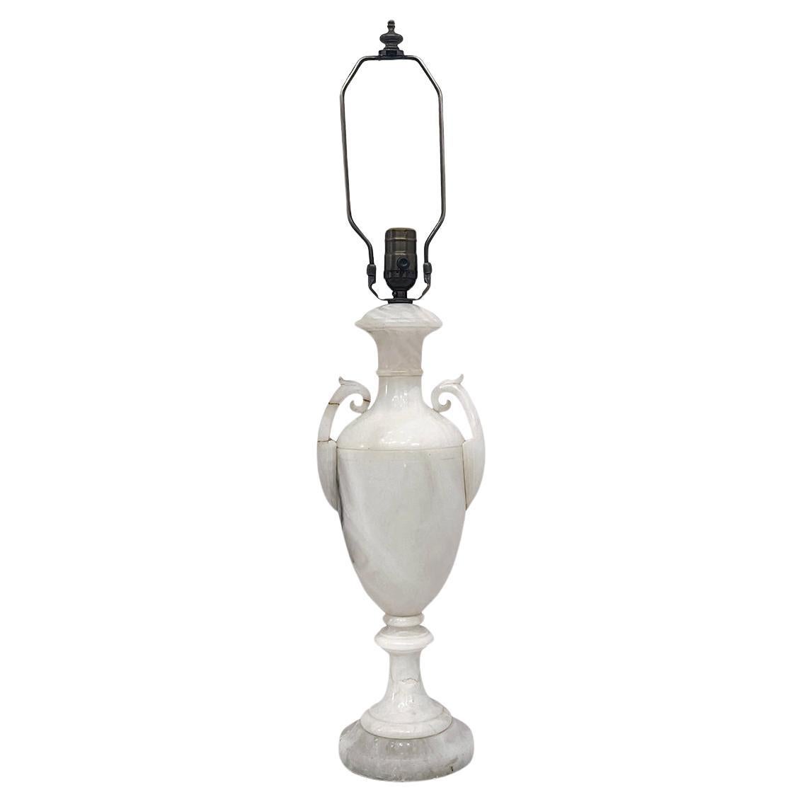 Single Carved Alabaster Table Lamp