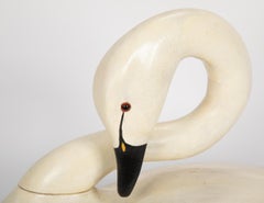 Cygne simple en bois sculpté et peint