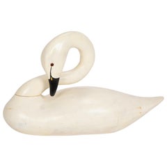 Single Carved and Painted Wood Swan