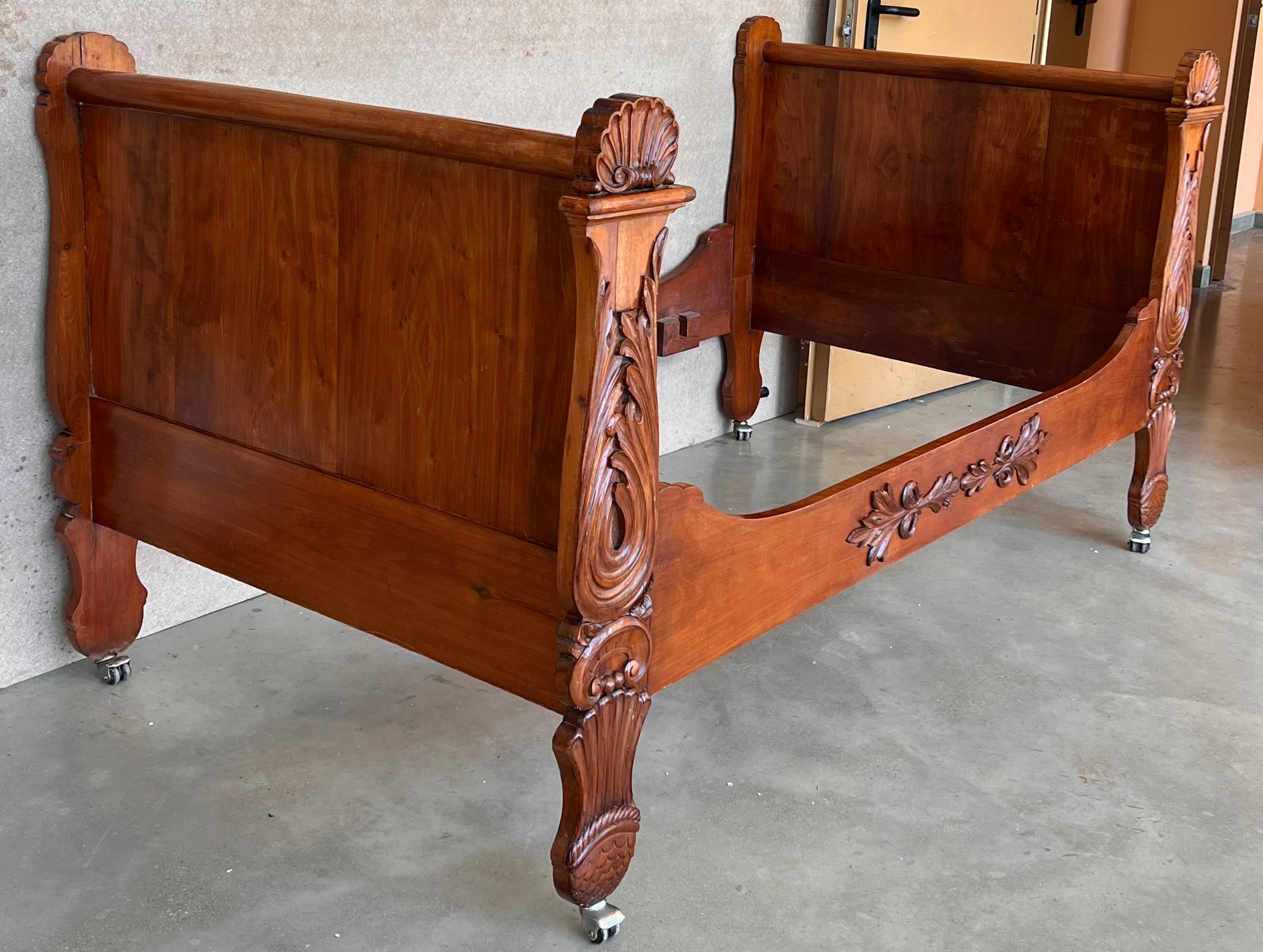 Louis Philippe Single Carved Boat Bed Louis-Philippe in Mahogany, Circa 1840 For Sale