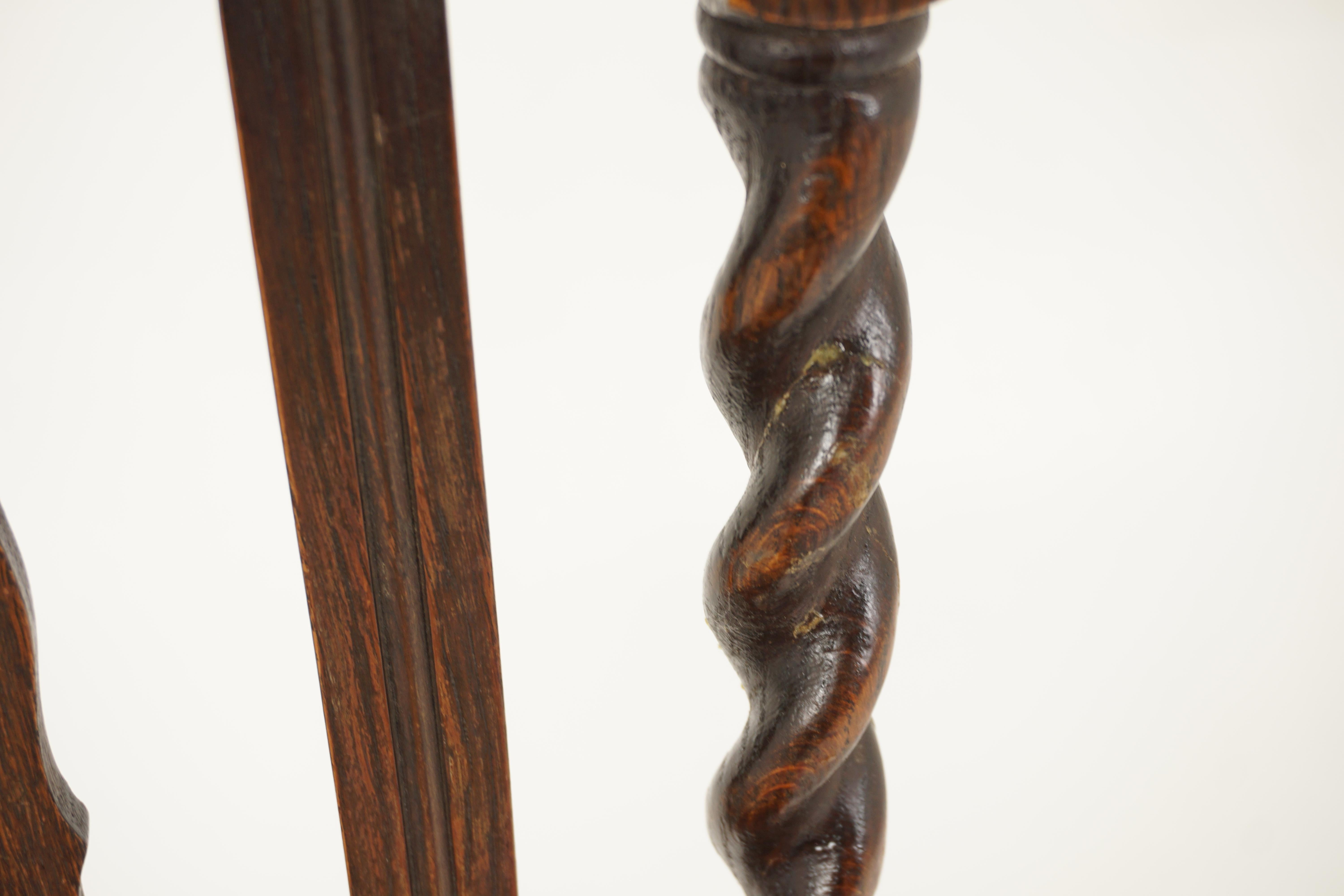 Single Carved Oak Barley Twist Dining Chair, Scotland 1920, H007 3