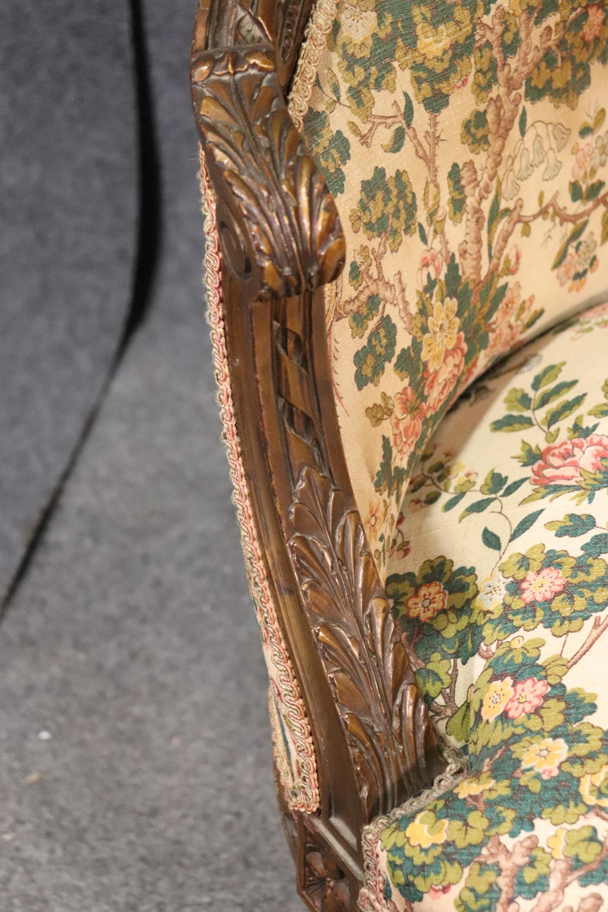 Single Carved Walnut 1890s Era French Louis XVI Bergère Vanity Boudoir Chair 5