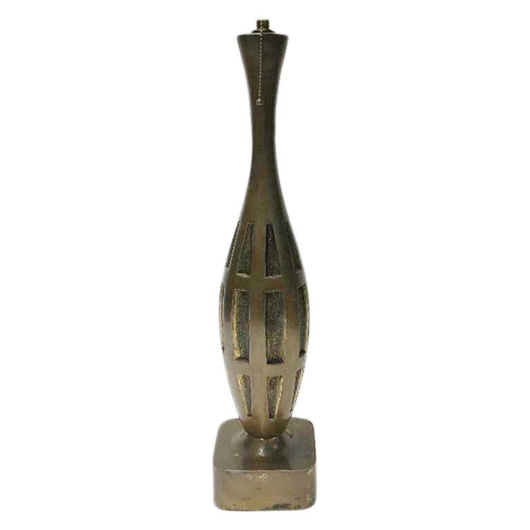 Single Cast Bronze Table Lamp For Sale