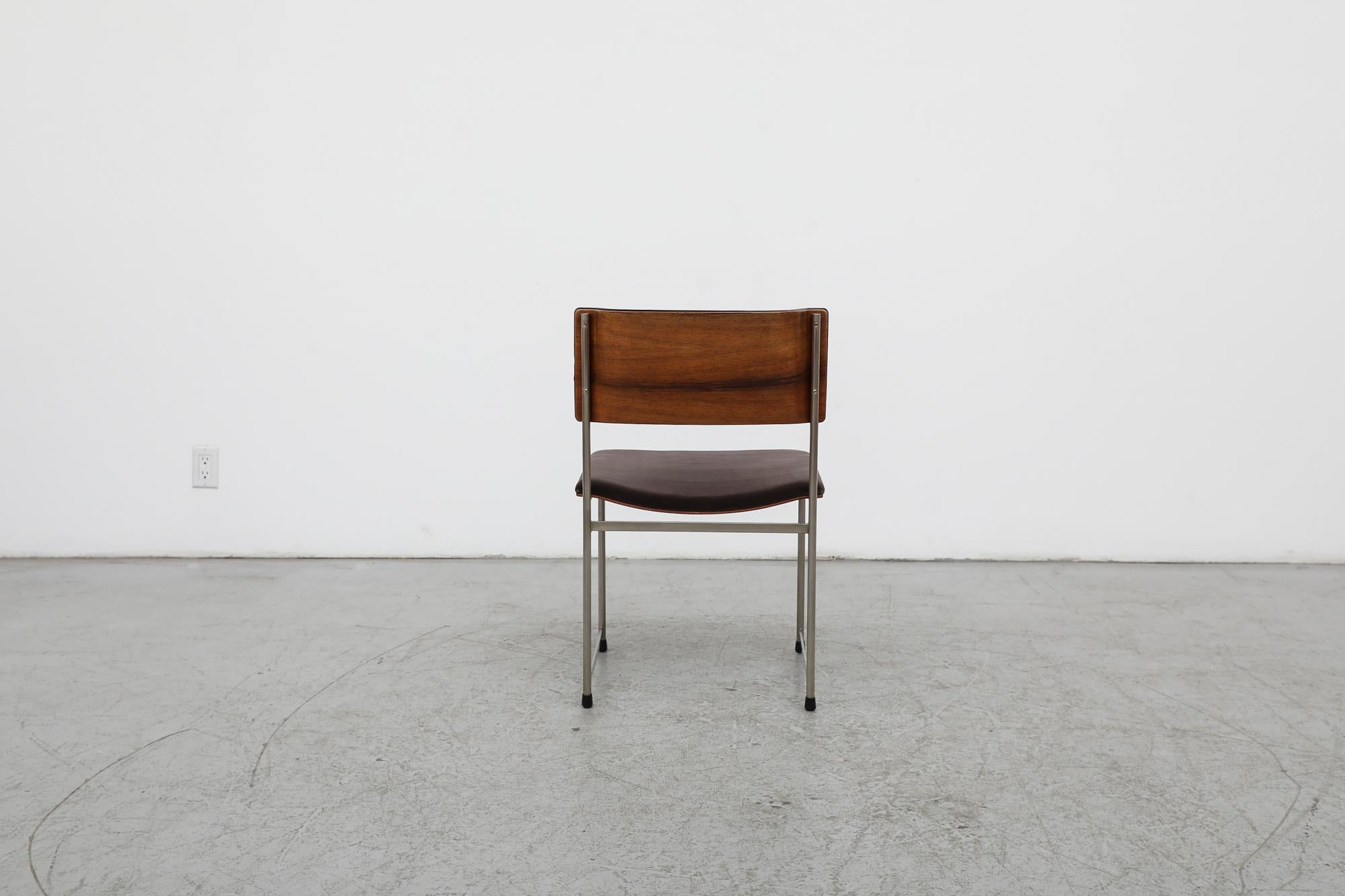 Mid-20th Century Single Cees Braakman Rosewood and Chrome ‘SM08’ Dining Chair for Pastoe, 1960s For Sale