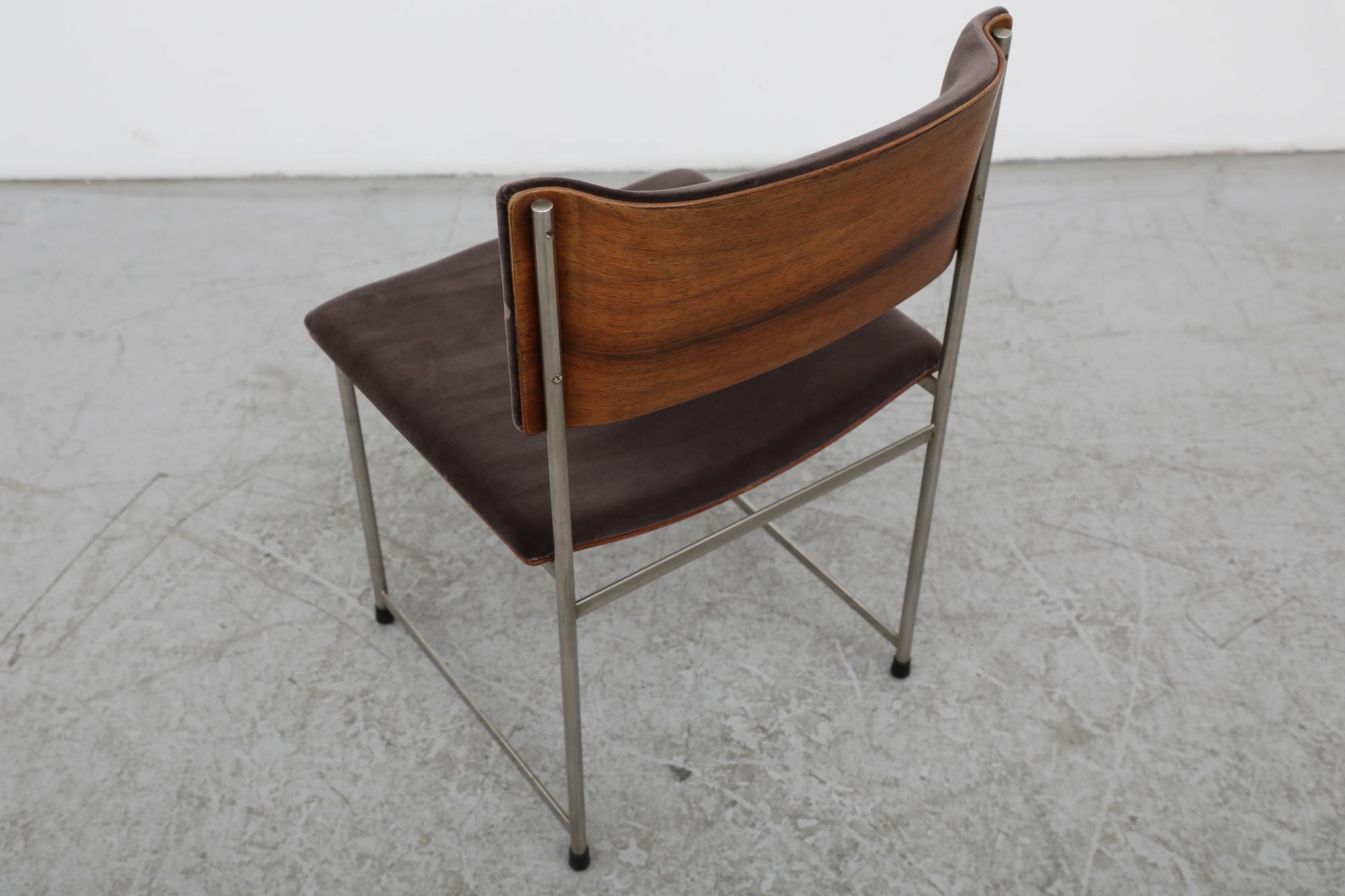 Chaise de salle à manger 'SM08' en bois de rose et chrome Cees Braakman pour Pastoe, années 1960 en vente 1