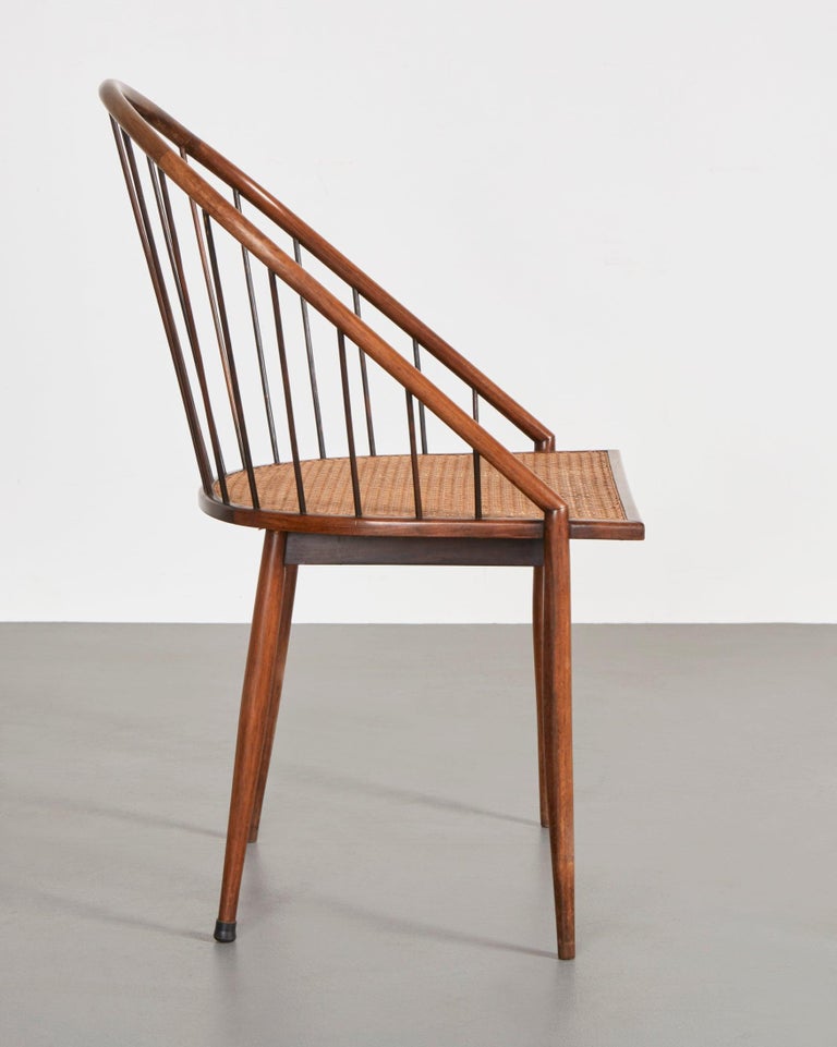 Single Chair in Jacaranda with Cane Seat Designed by Joaquim Tenreiro