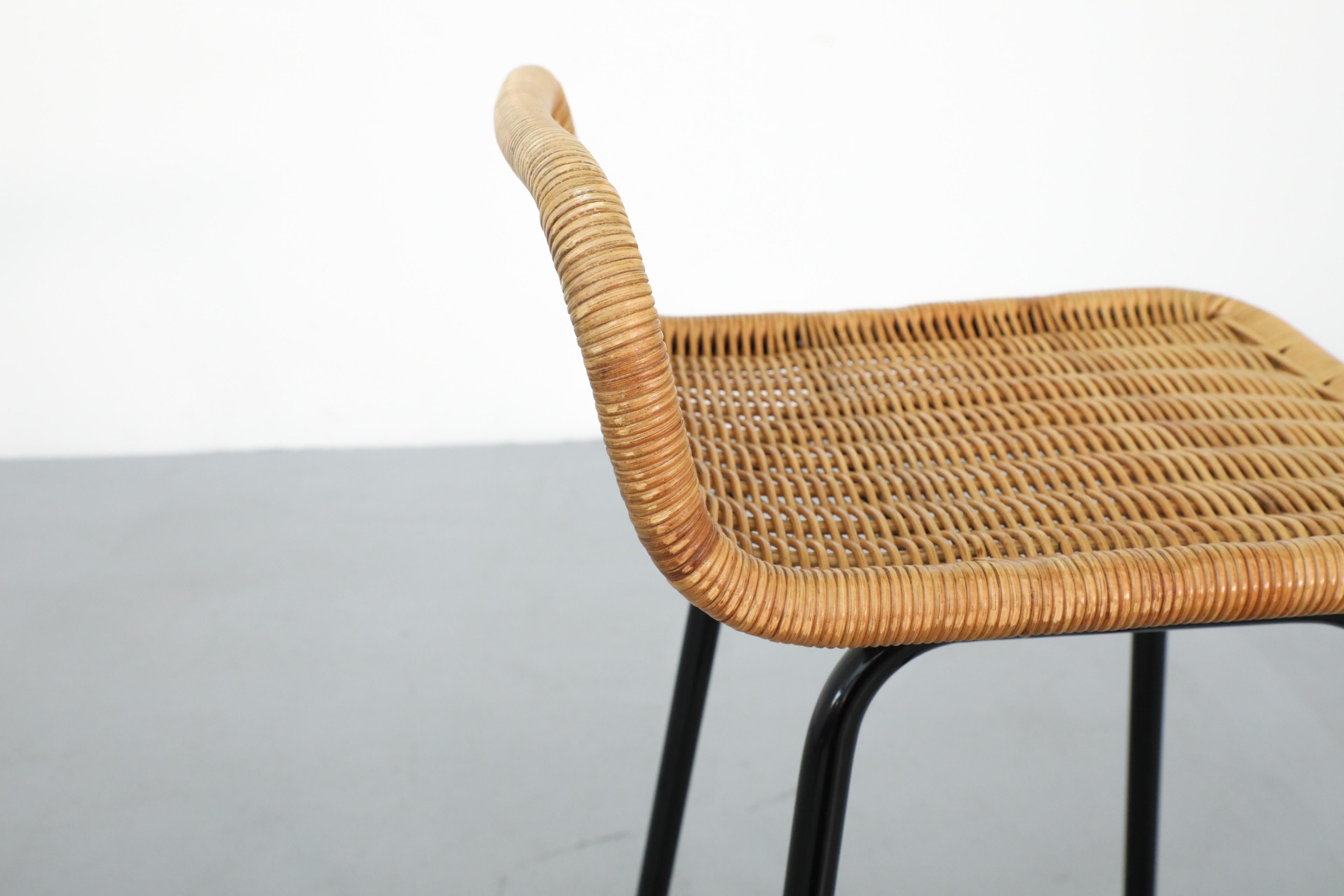 Single Charlotte Perriand Style Wicker Bar Stool by Rohe Noordwolde For Sale 3