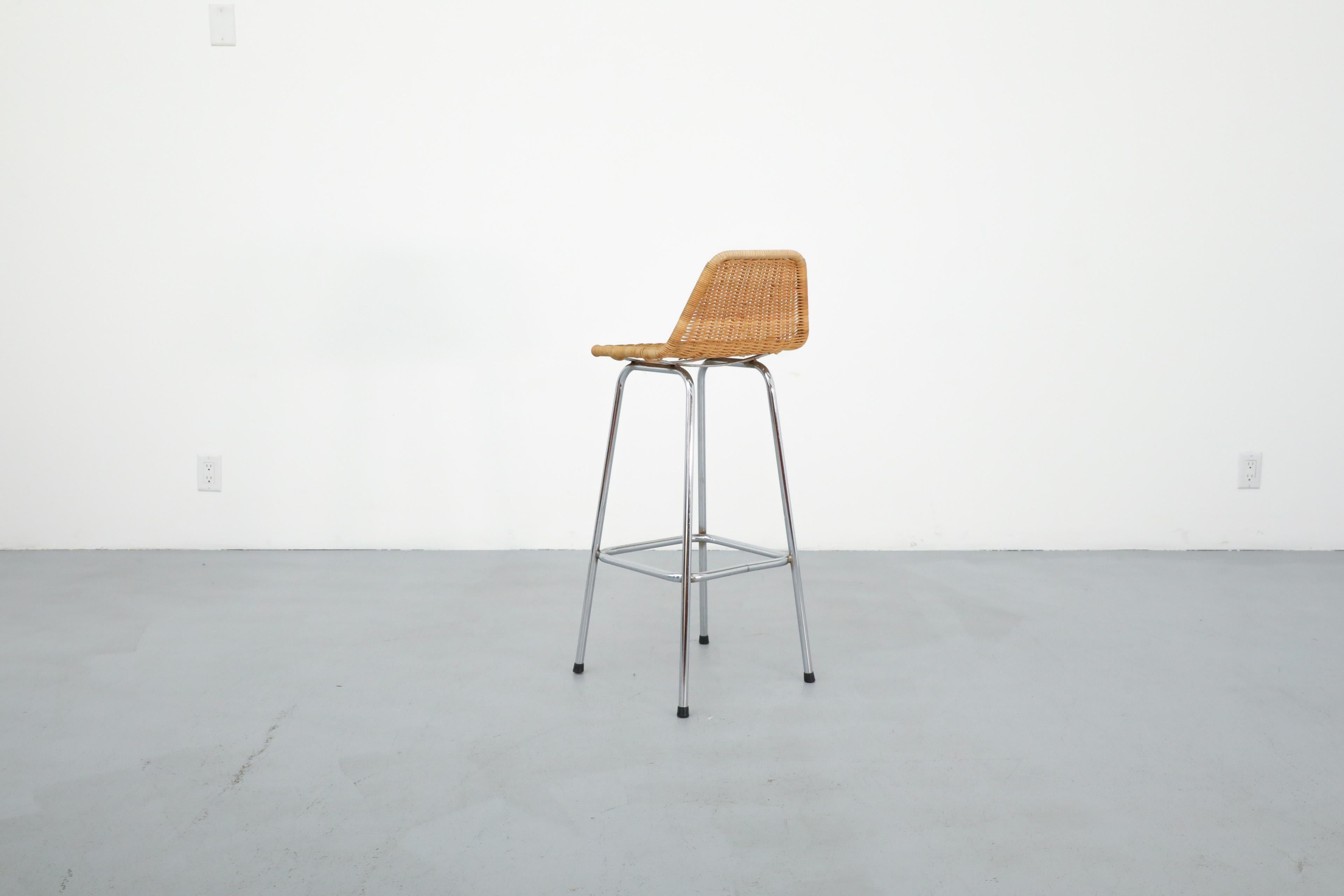 Tissage Tabouret de bar simple de style Charlotte Perriand par Rohe Noordwolde en vente