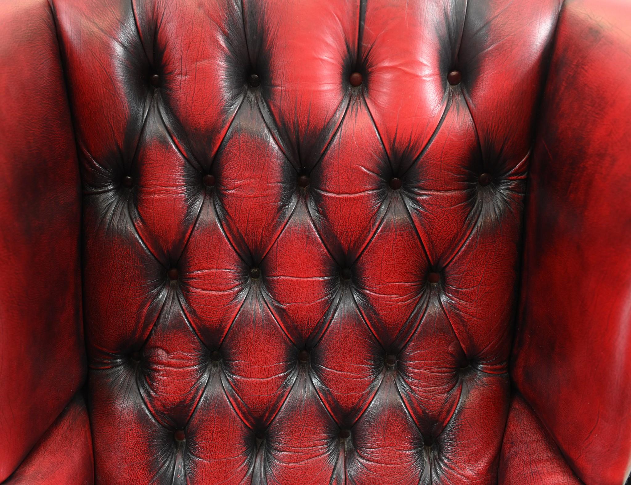 Wood Single Chesterfield Chair Wingback Leather Armchair For Sale
